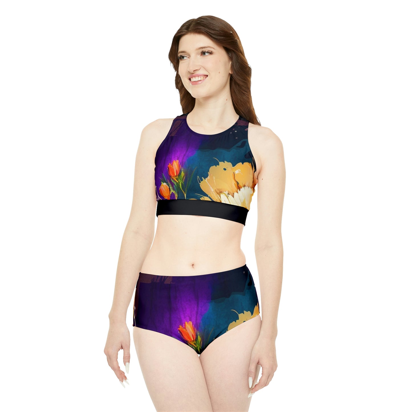 Sporty Bikini Set (AOP) Bright Spring Flowers 4