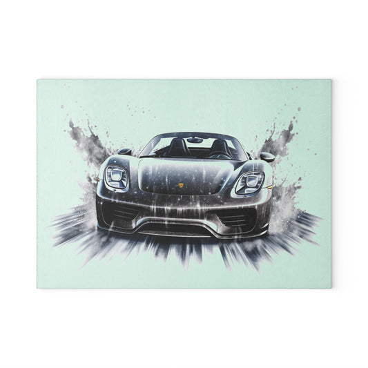 Glass Cutting Board 918 Spyder white background driving fast with water splashing 3