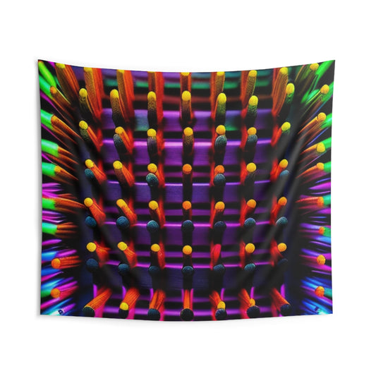 Indoor Wall Tapestries Macro Cactus neon square 2