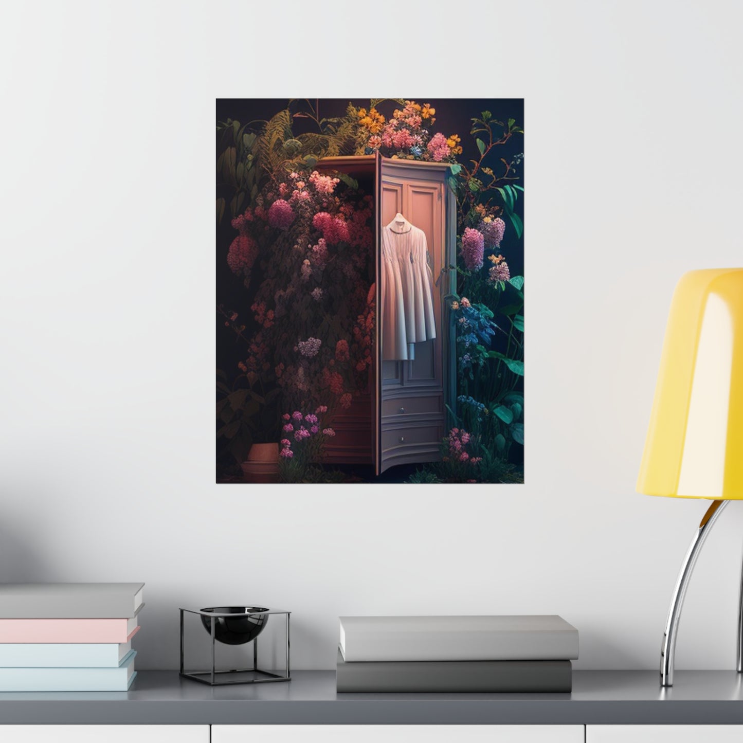 Premium Matte Vertical Posters A Wardrobe Surrounded by Flowers 3