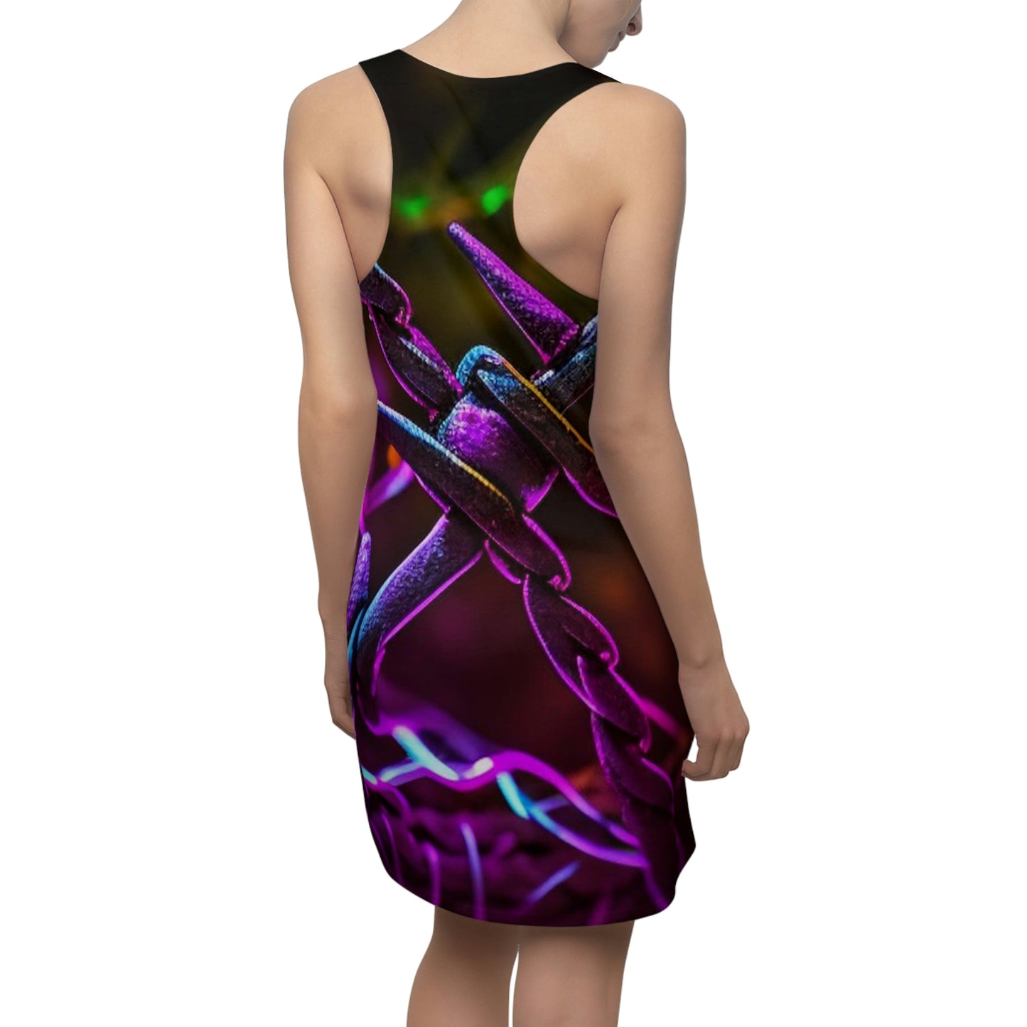Women's Cut & Sew Racerback Dress (AOP) macro neon barb 4