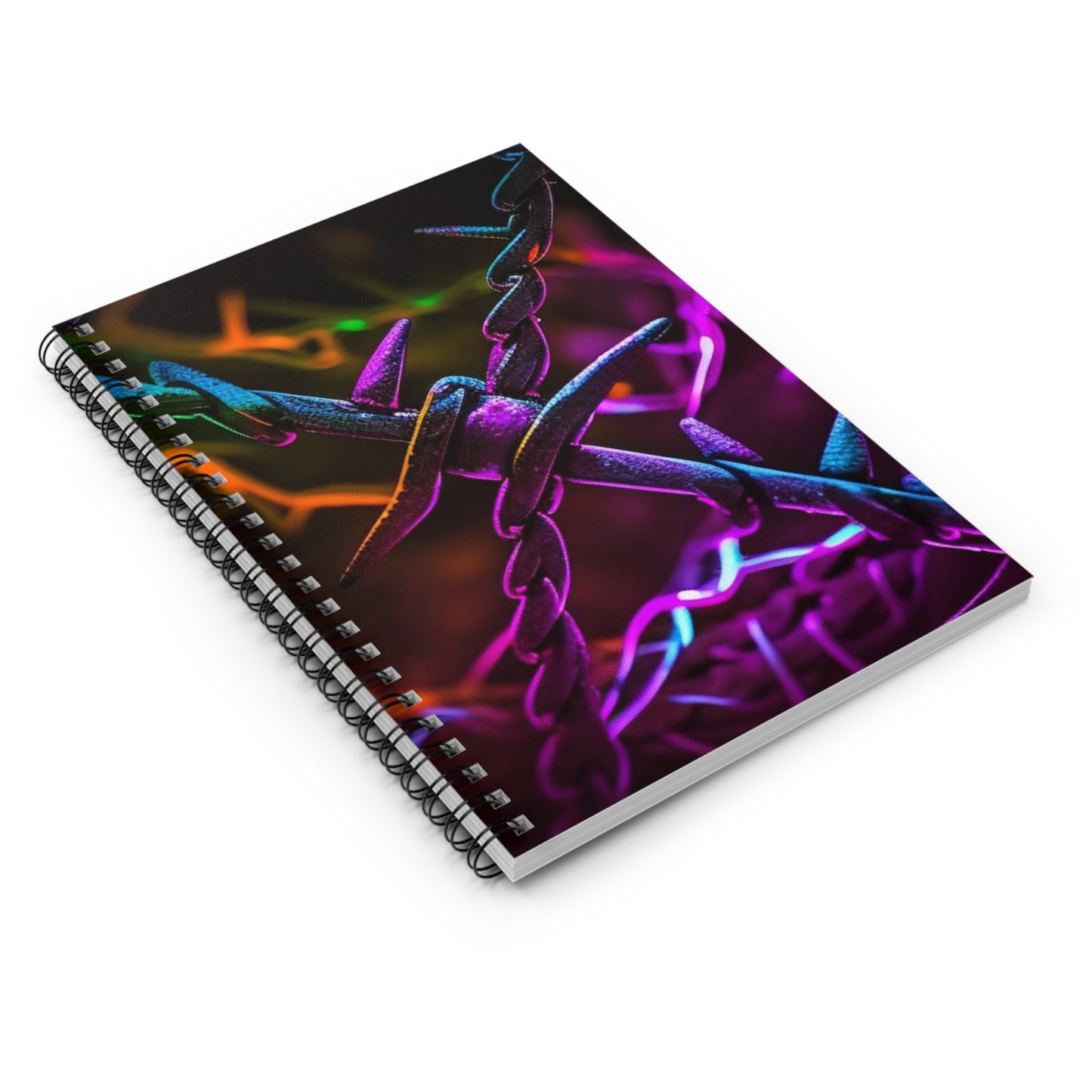 Spiral Notebook - Ruled Line Macro Neon Barb 4