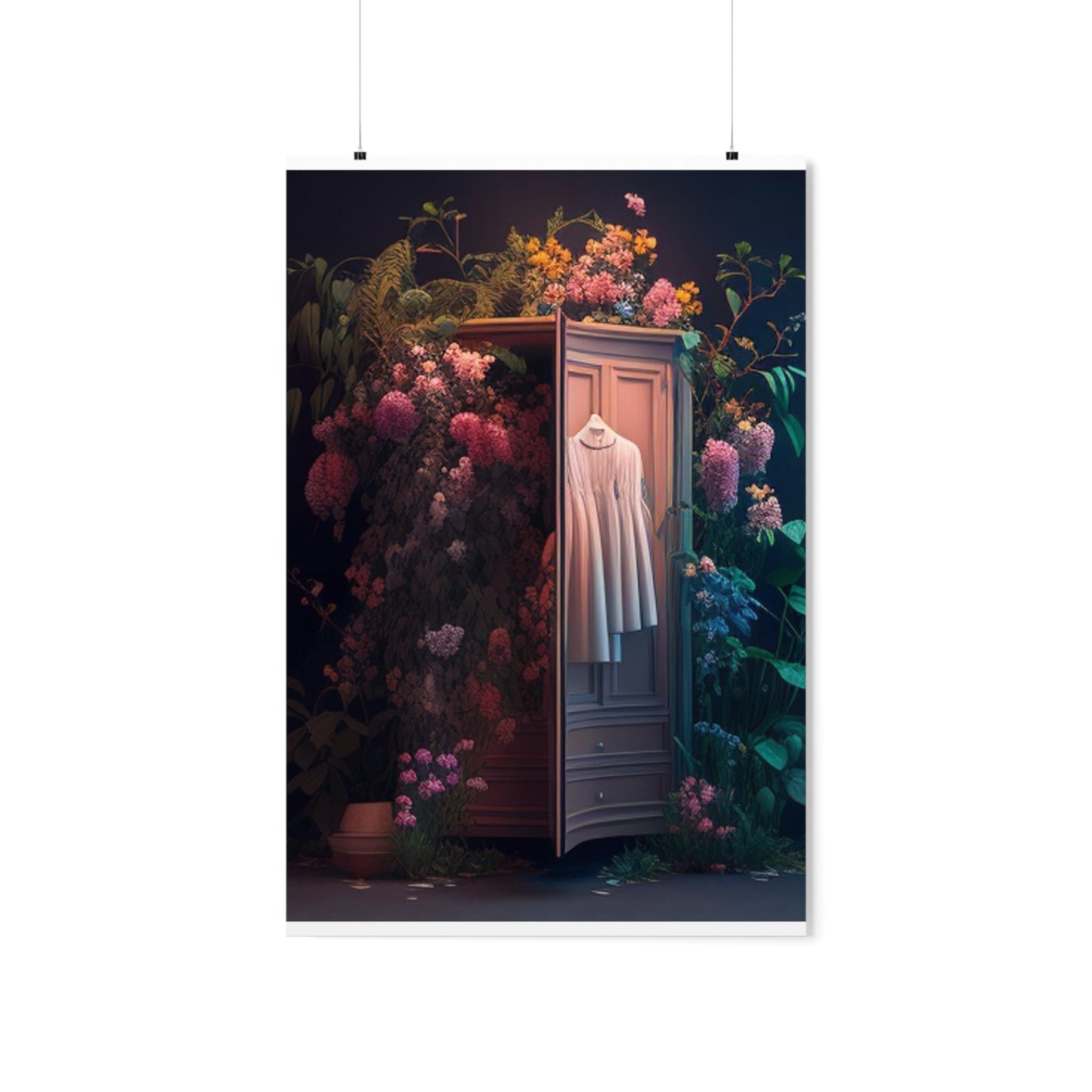 Premium Matte Vertical Posters A Wardrobe Surrounded by Flowers 3