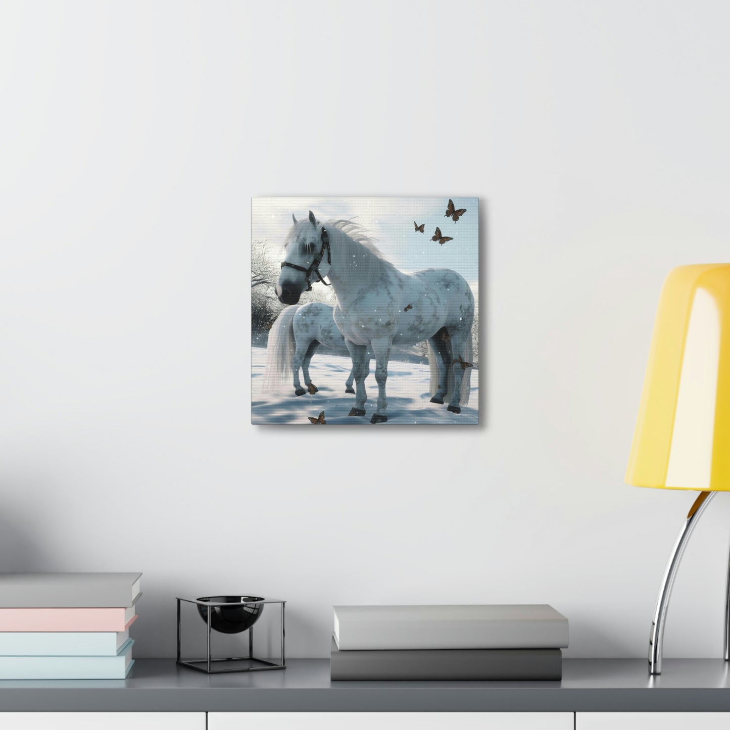 Canvas Gallery Wraps Butterfly Snow Horses 1