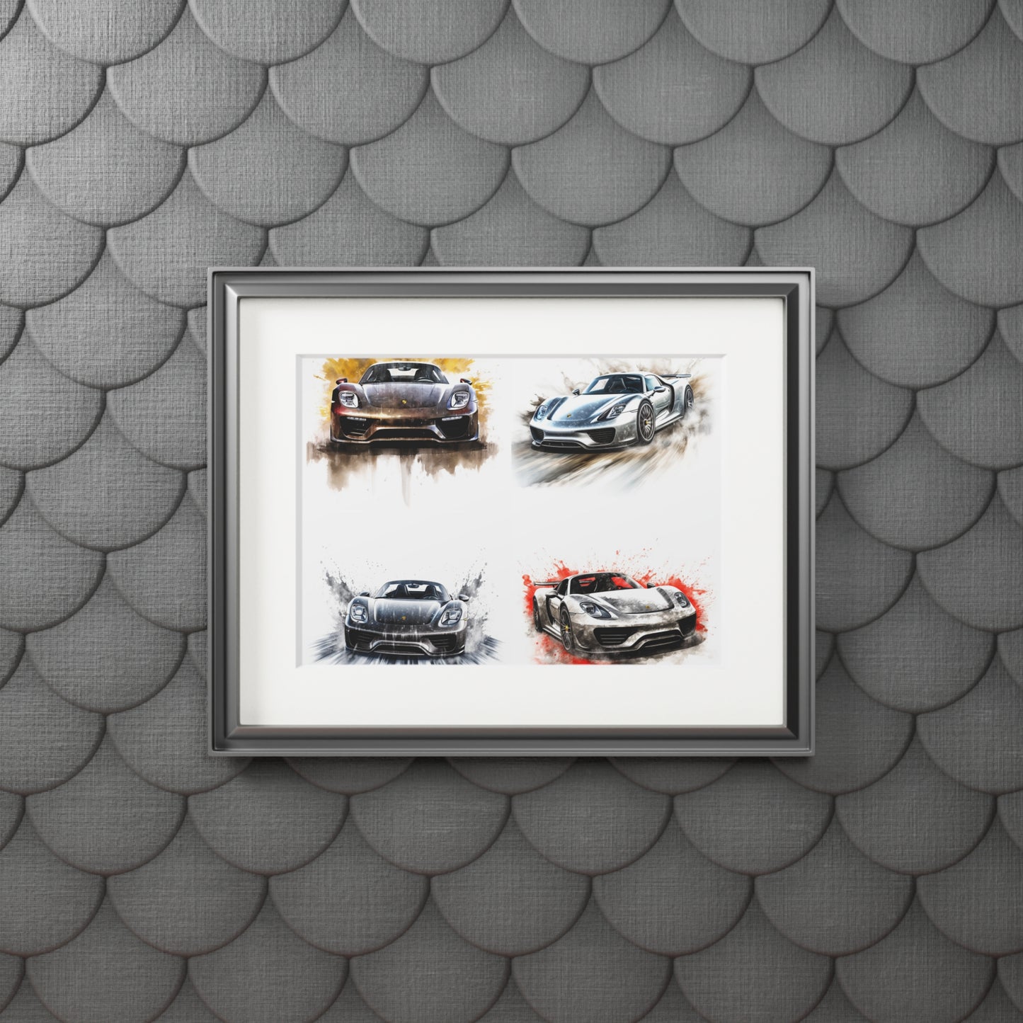 Fine Art Prints (Passepartout Paper Frame) 918 Spyder white background driving fast with water splashing 5