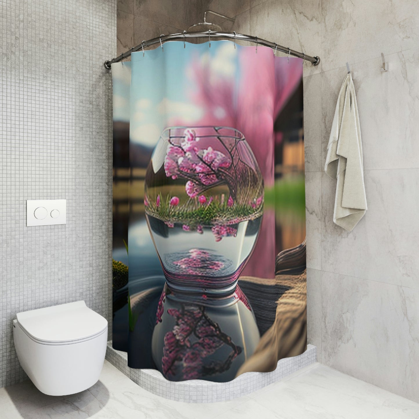 Polyester Shower Curtain Cherry blossom 2