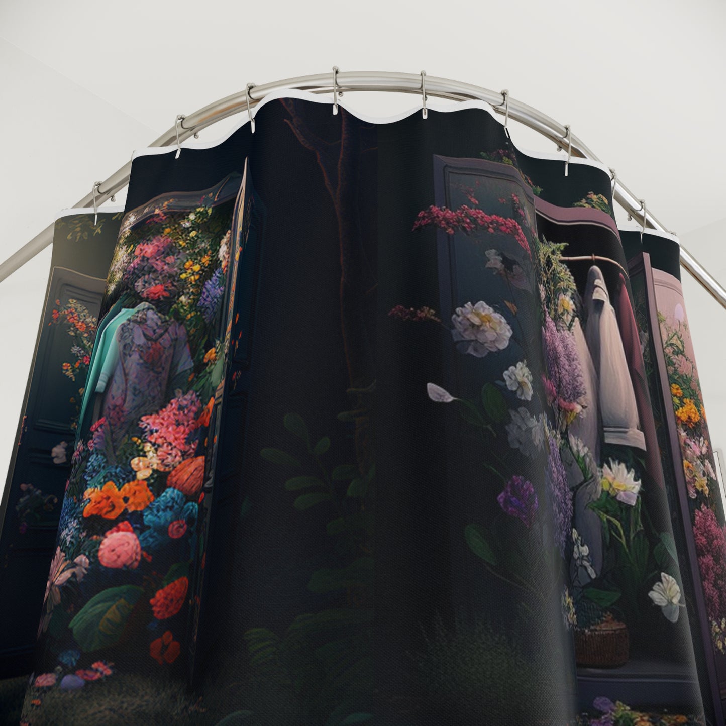 Polyester Shower Curtain A Wardrobe Surrounded by Flowers 5