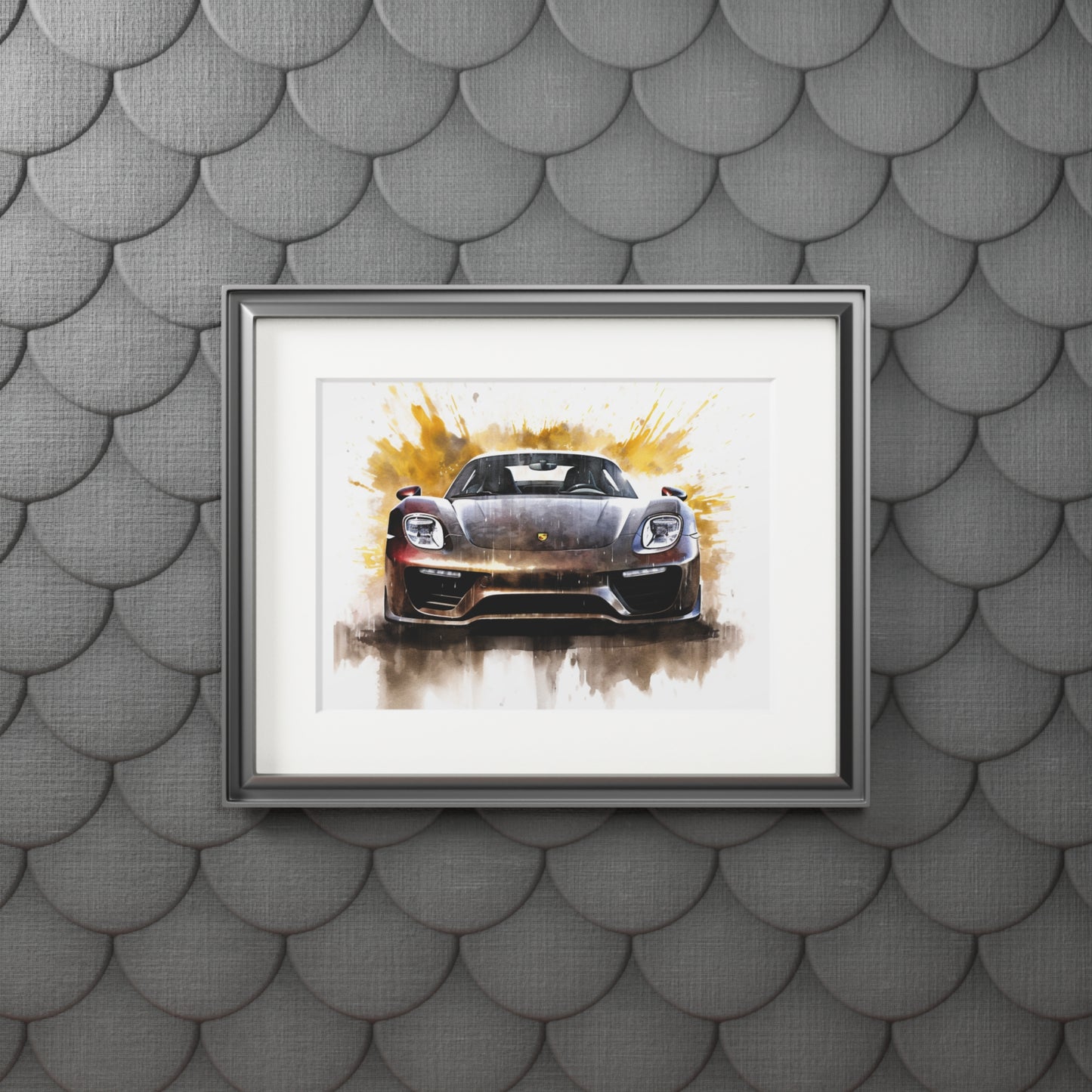 Fine Art Prints (Passepartout Paper Frame) 918 Spyder white background driving fast with water splashing 1