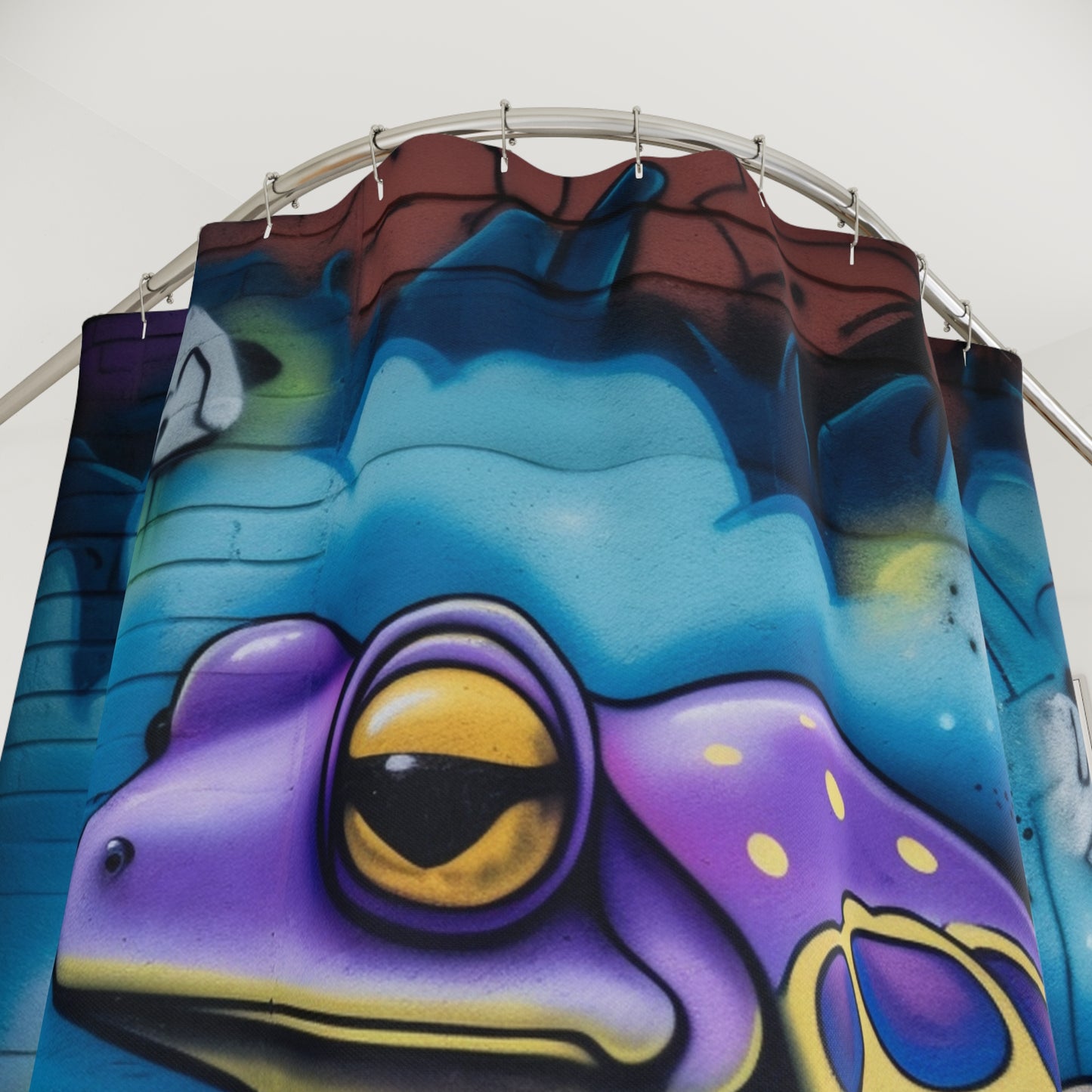 Polyester Shower Curtain dart frog street art 4