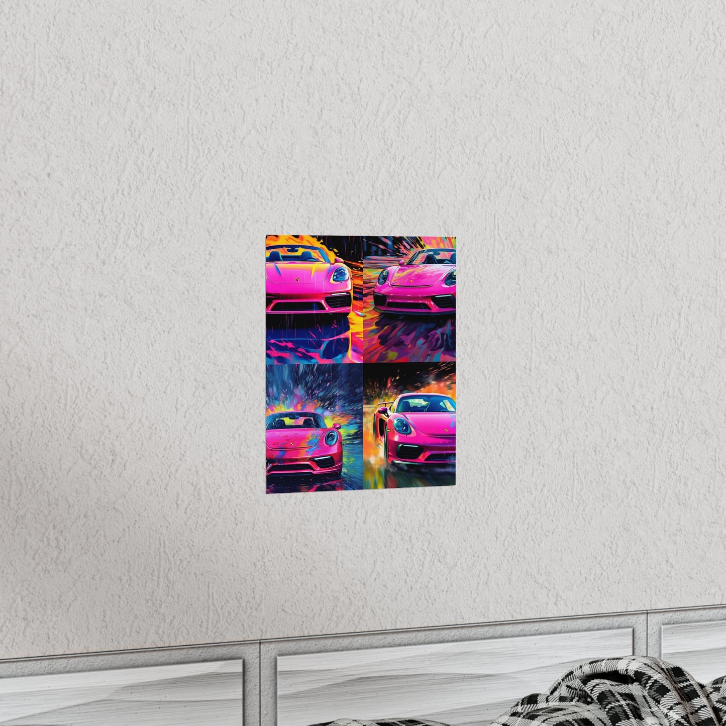 Premium Matte Vertical Posters Pink Porsche water fusion 5