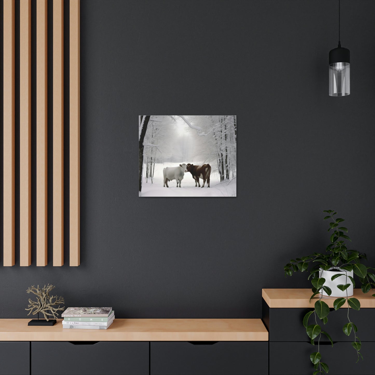 Canvas Gallery Wraps Long Haired Cow snow 4