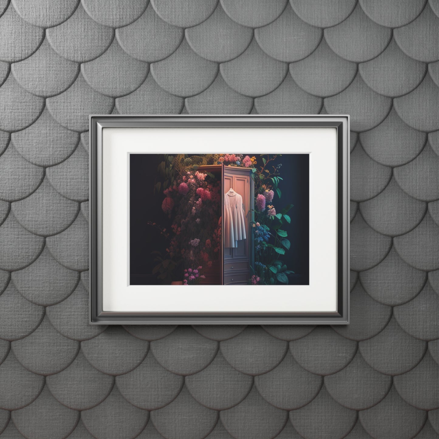 Fine Art Prints (Passepartout Paper Frame) A Wardrobe Surrounded by Flowers 3