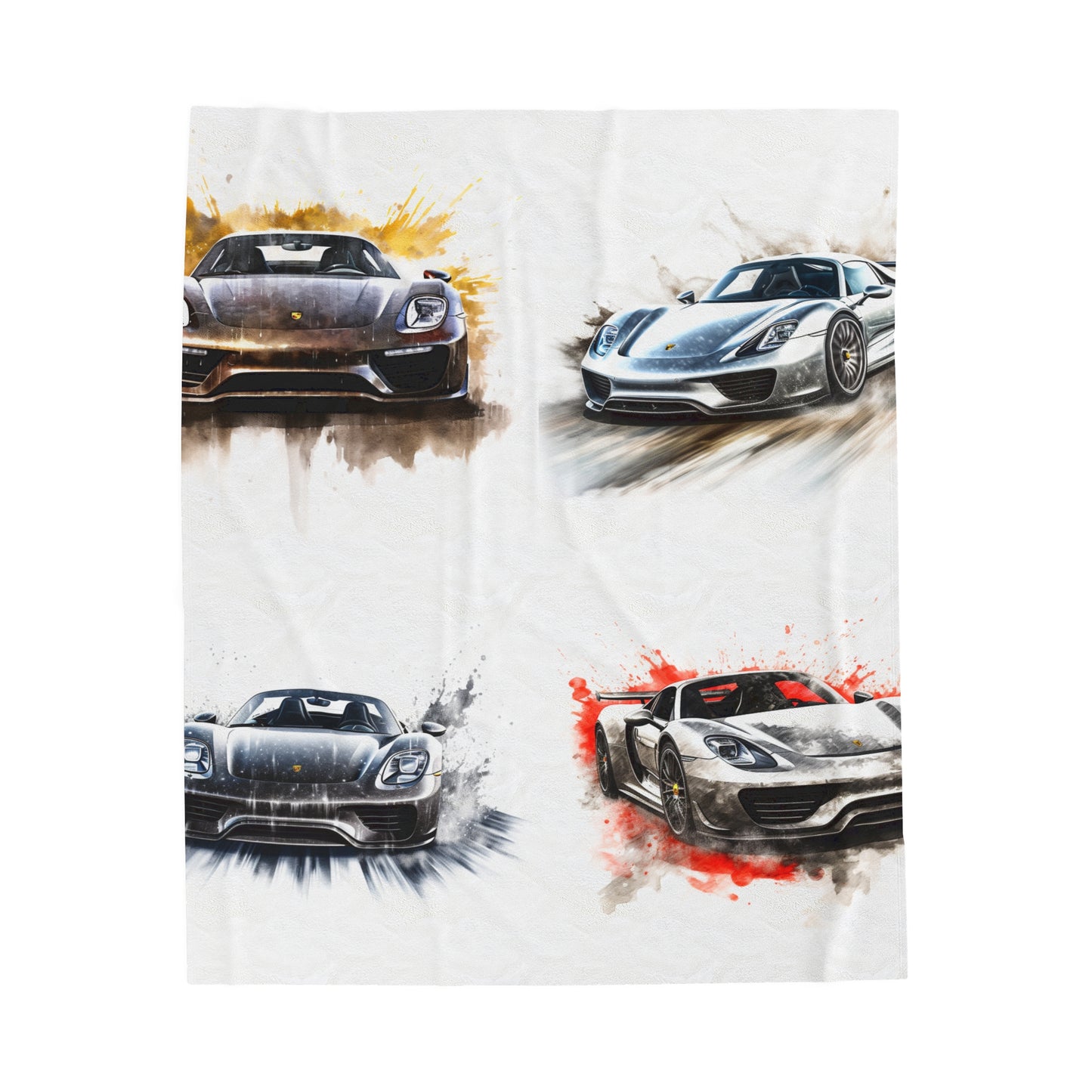 Velveteen Plush Blanket 918 Spyder white background driving fast with water splashing 5