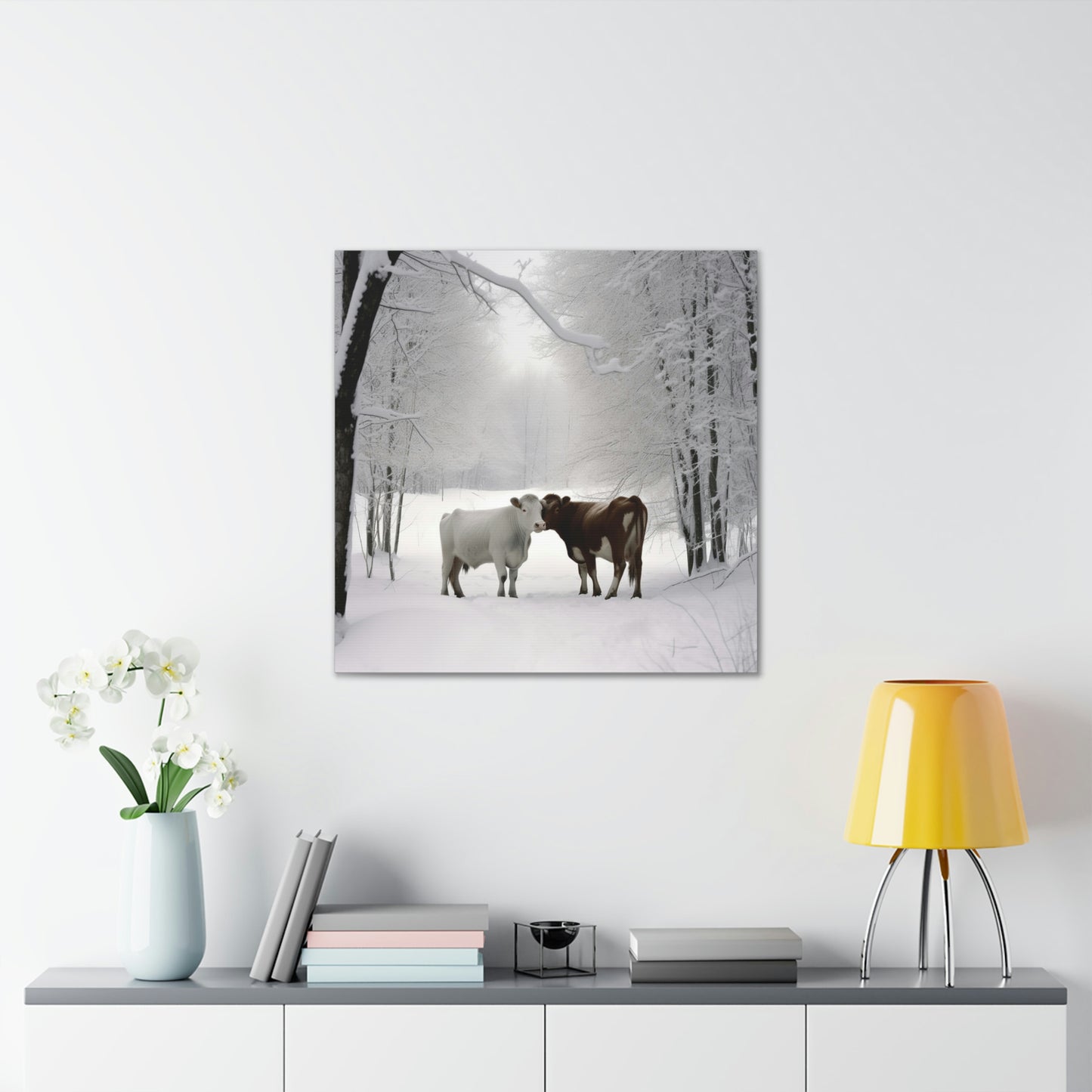 Canvas Gallery Wraps Long Haired Cow snow 4