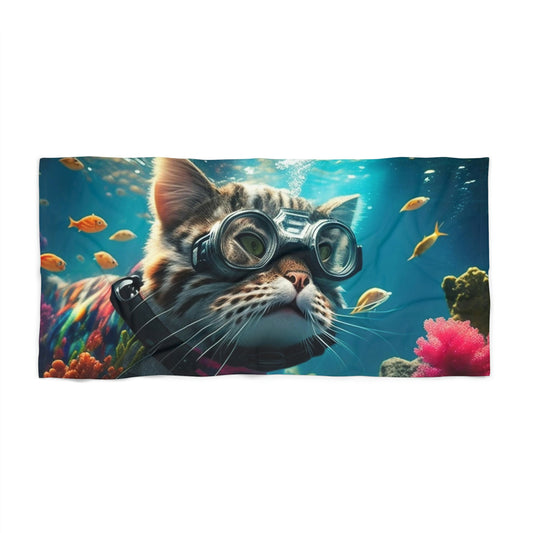Beach Towel Scuba Cat 2