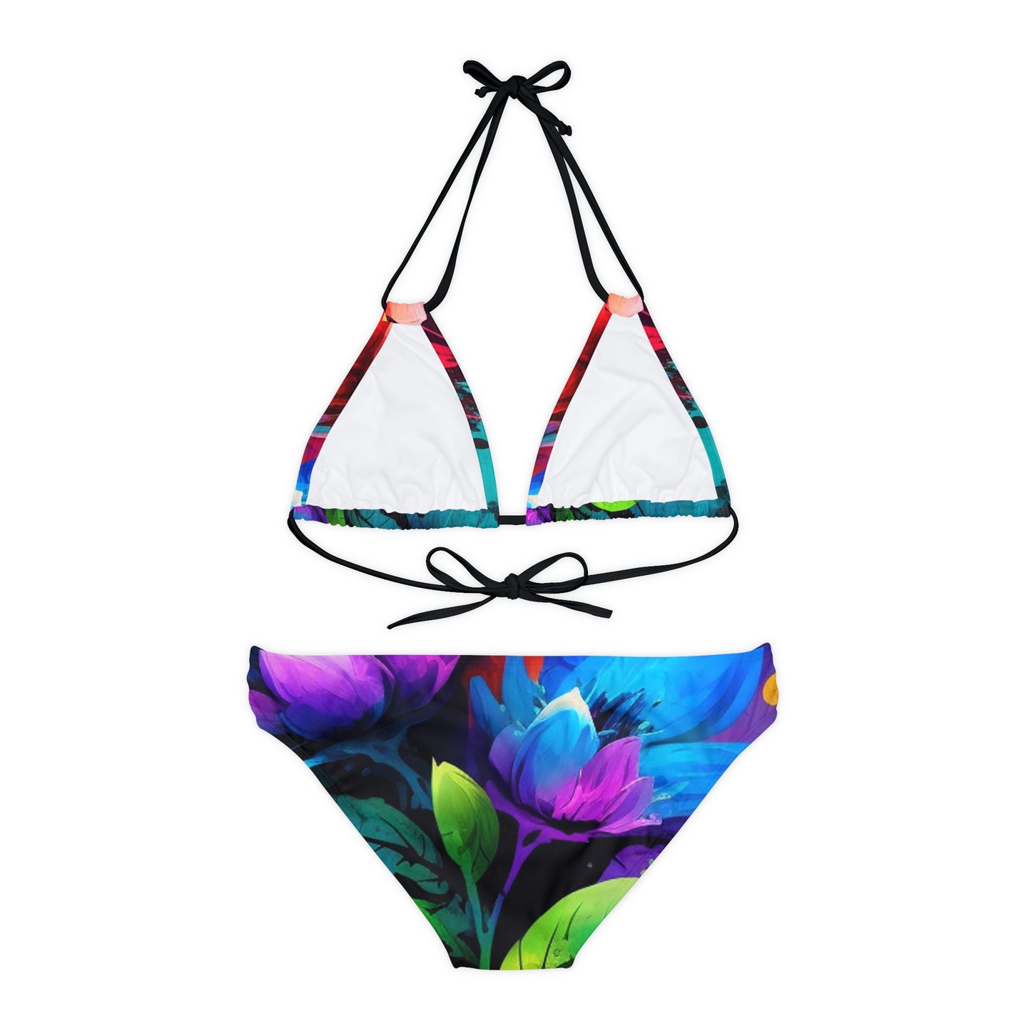 Strappy Bikini Set (AOP) Bright Spring Flowers 3