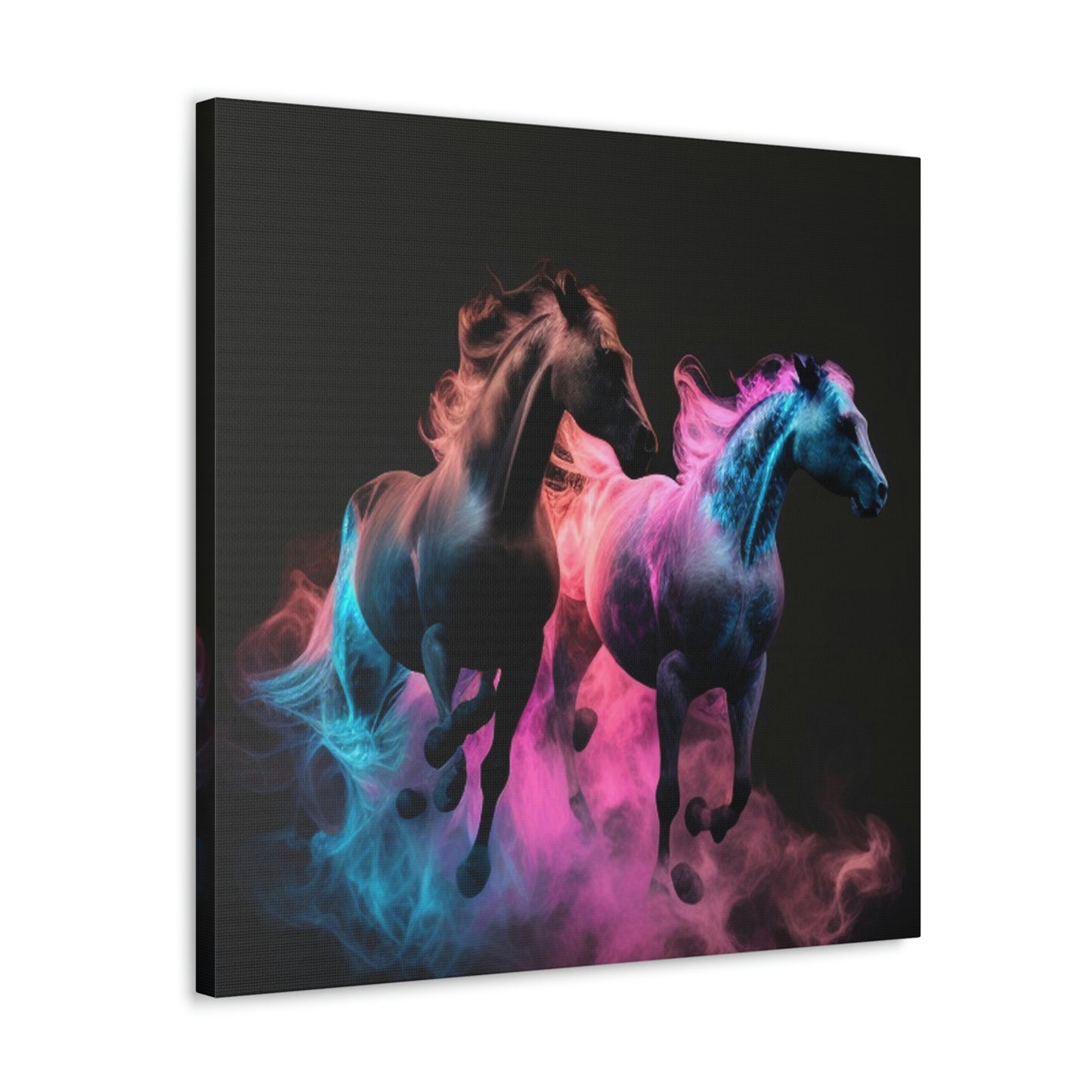 Canvas Gallery Wraps Horses Pink Blue Fire 1