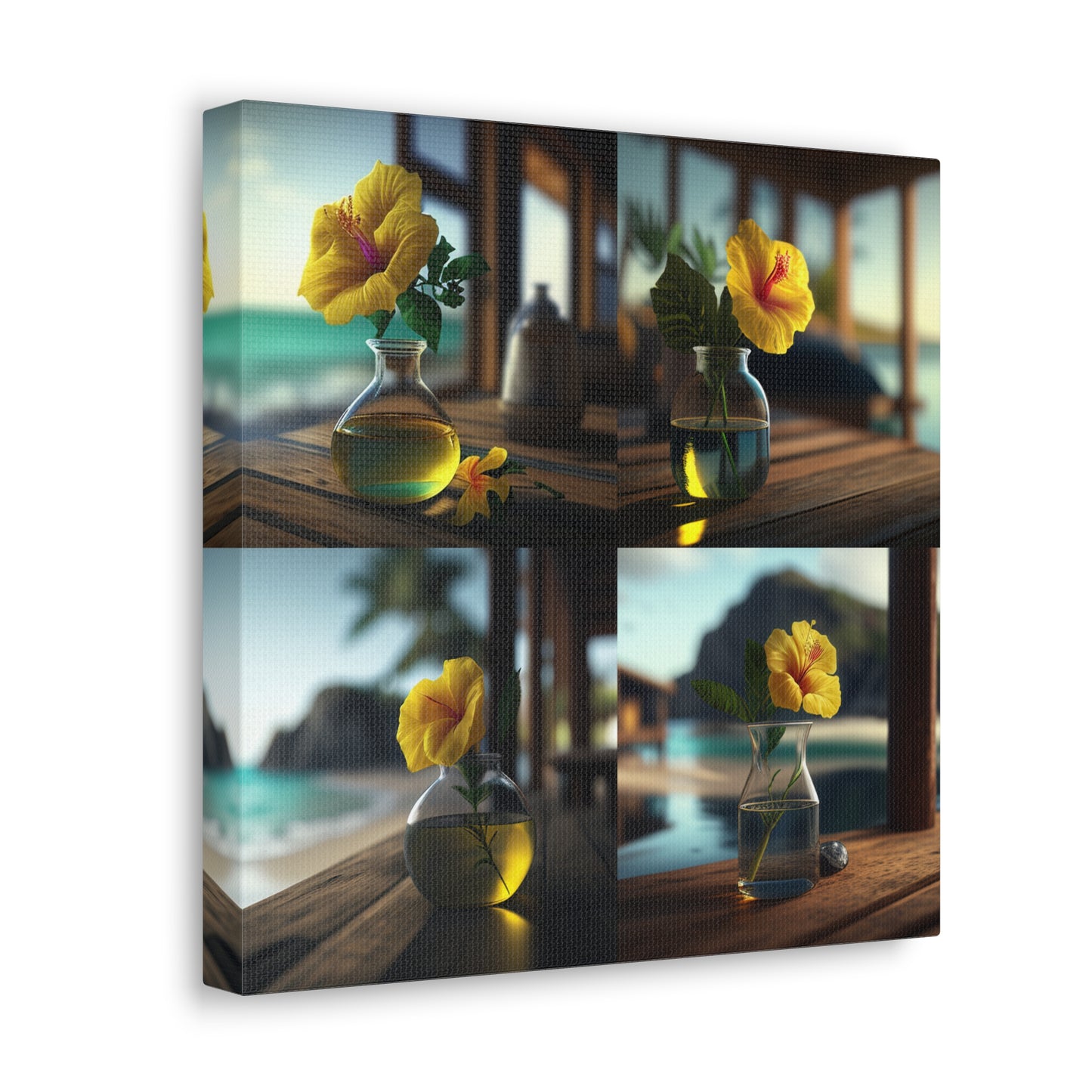 Yellow Hibiscus Wood 4 Pack