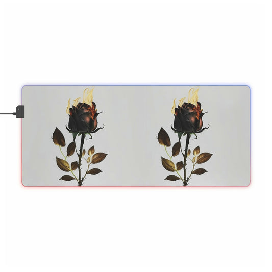 LED Gaming Mouse Pad Black Fire Rose 4