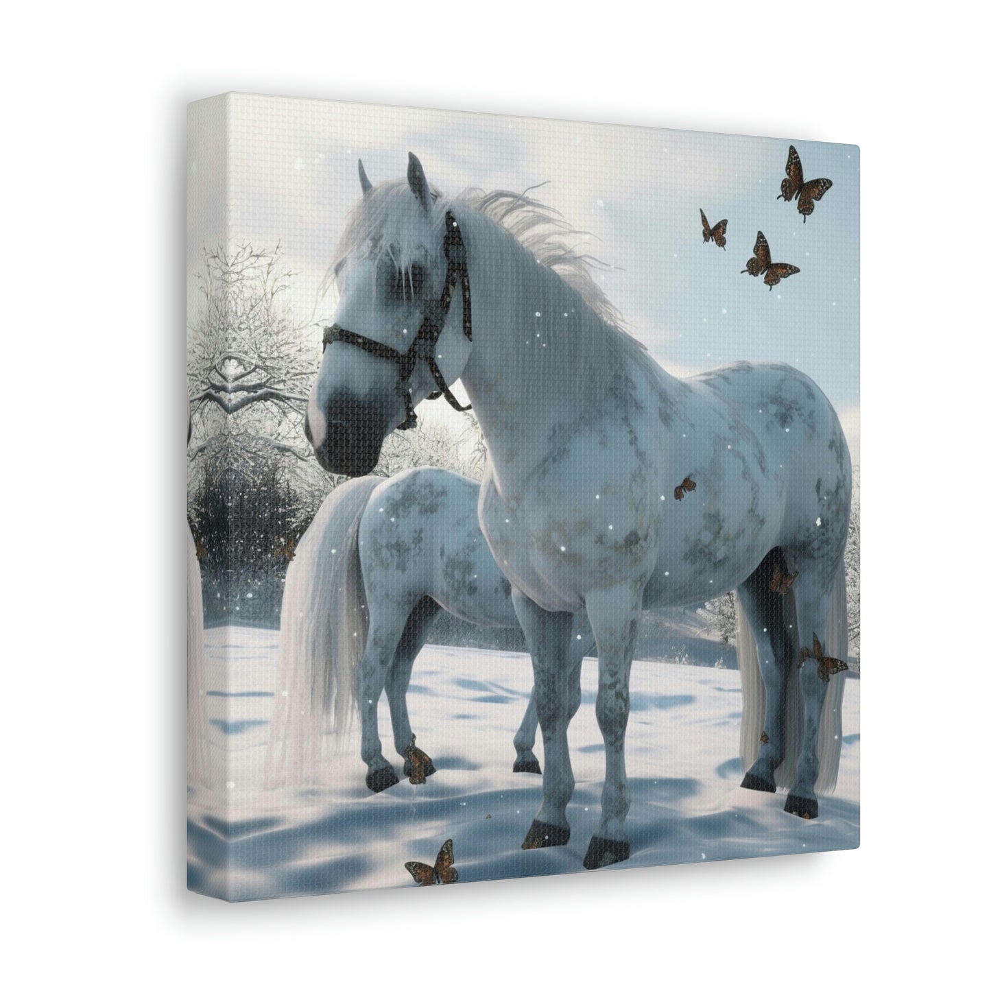 Canvas Gallery Wraps Butterfly Snow Horses 1