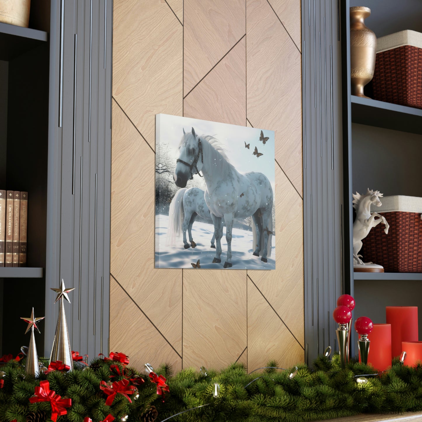 Canvas Gallery Wraps Butterfly Snow Horses 1