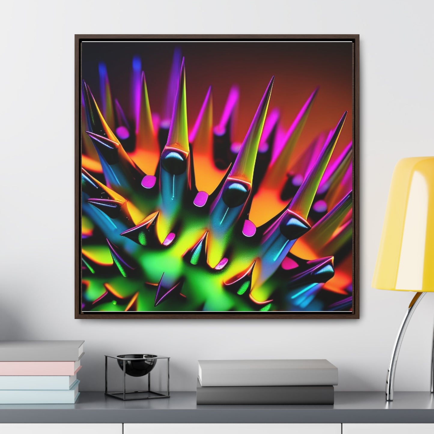 Gallery Canvas Wraps, Square Frame Macro Neon Spike 1