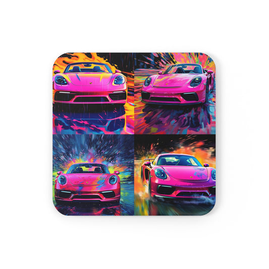 Corkwood Coaster Set Pink Porsche water fusion 5