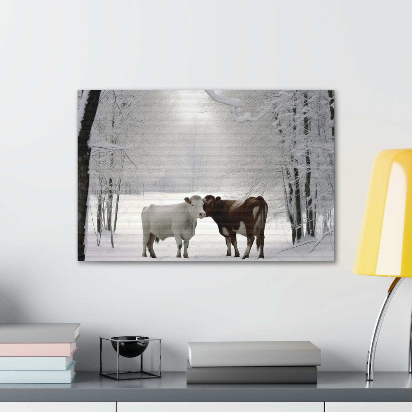 Canvas Gallery Wraps Long Haired Cow snow 4