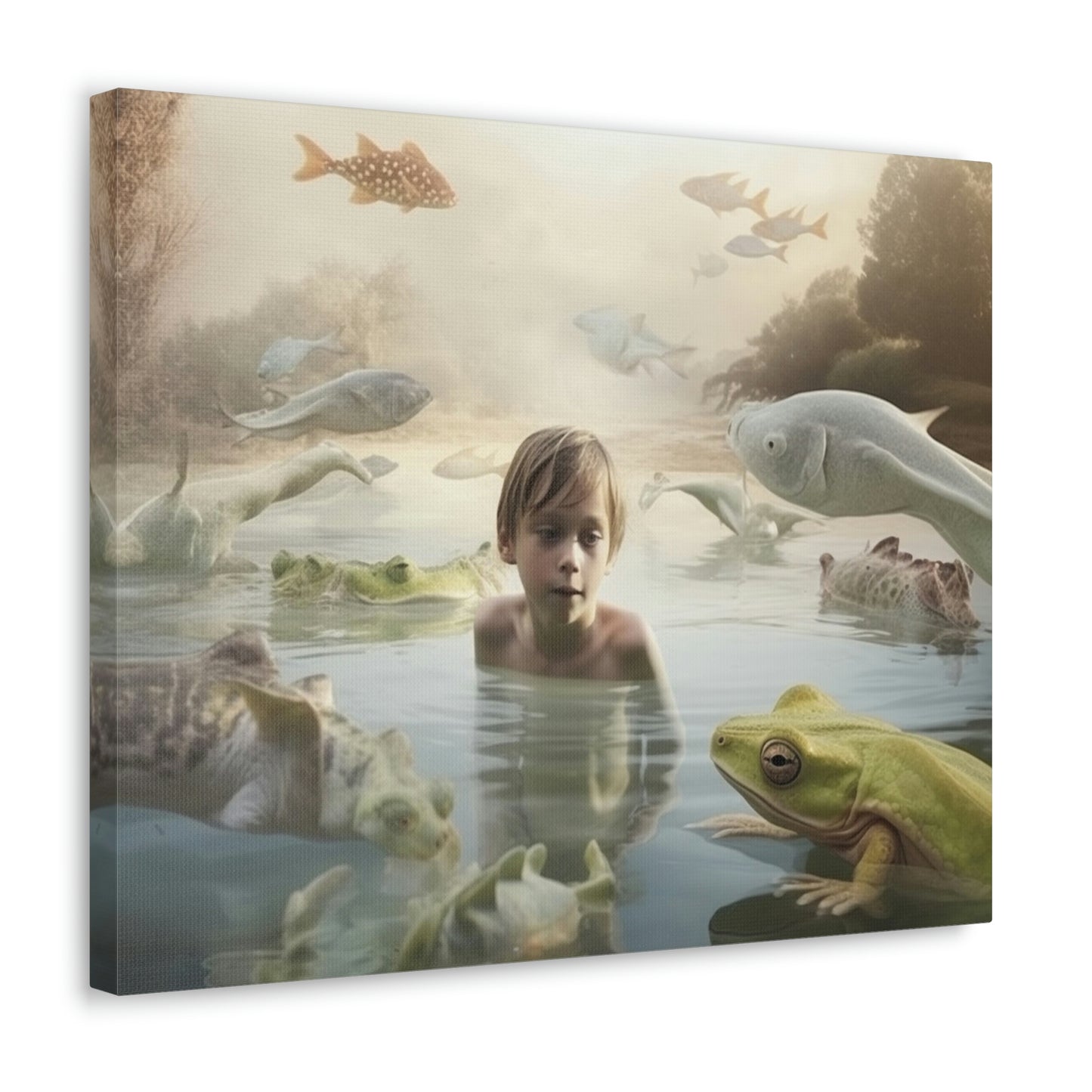 Canvas Gallery Wraps Boy Frog 1