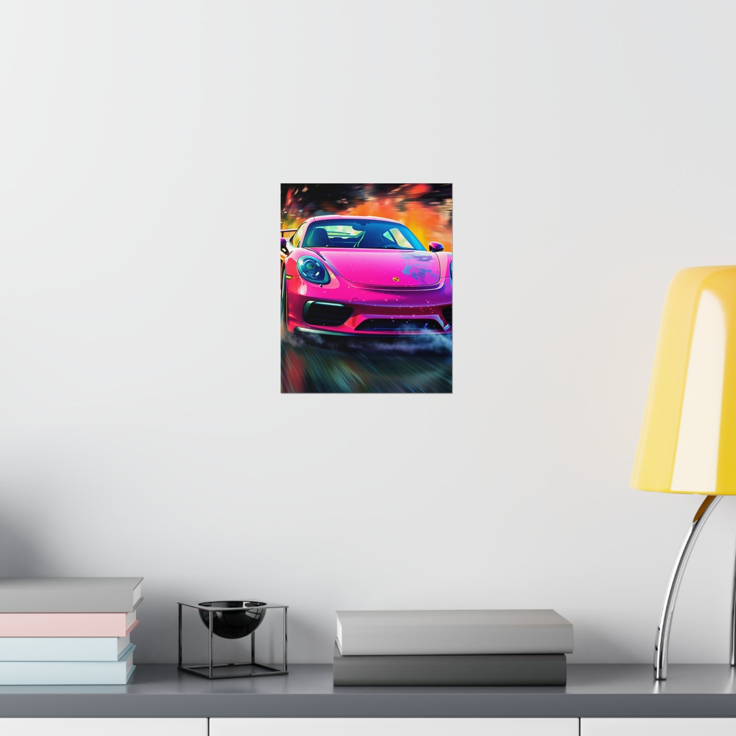 Premium Matte Vertical Posters Pink Porsche water fusion 4