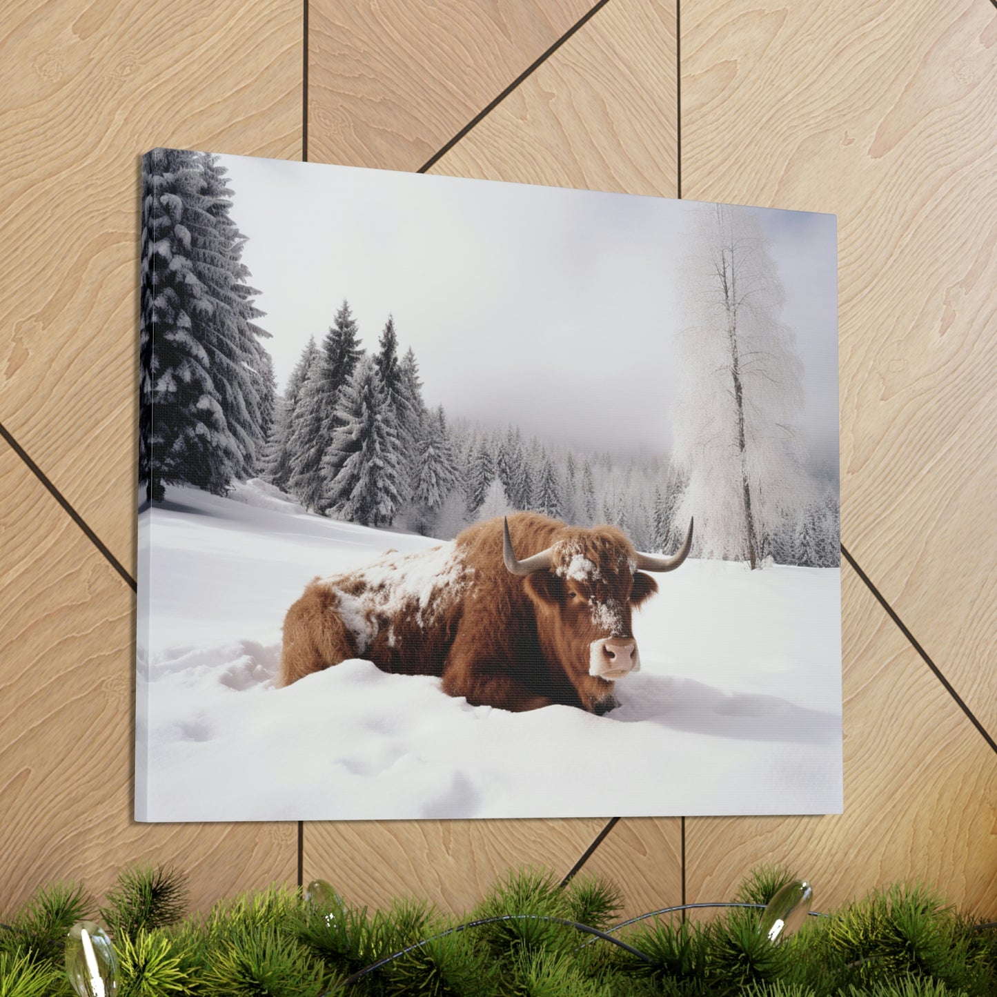 Canvas Gallery Wraps Cow Snow 2