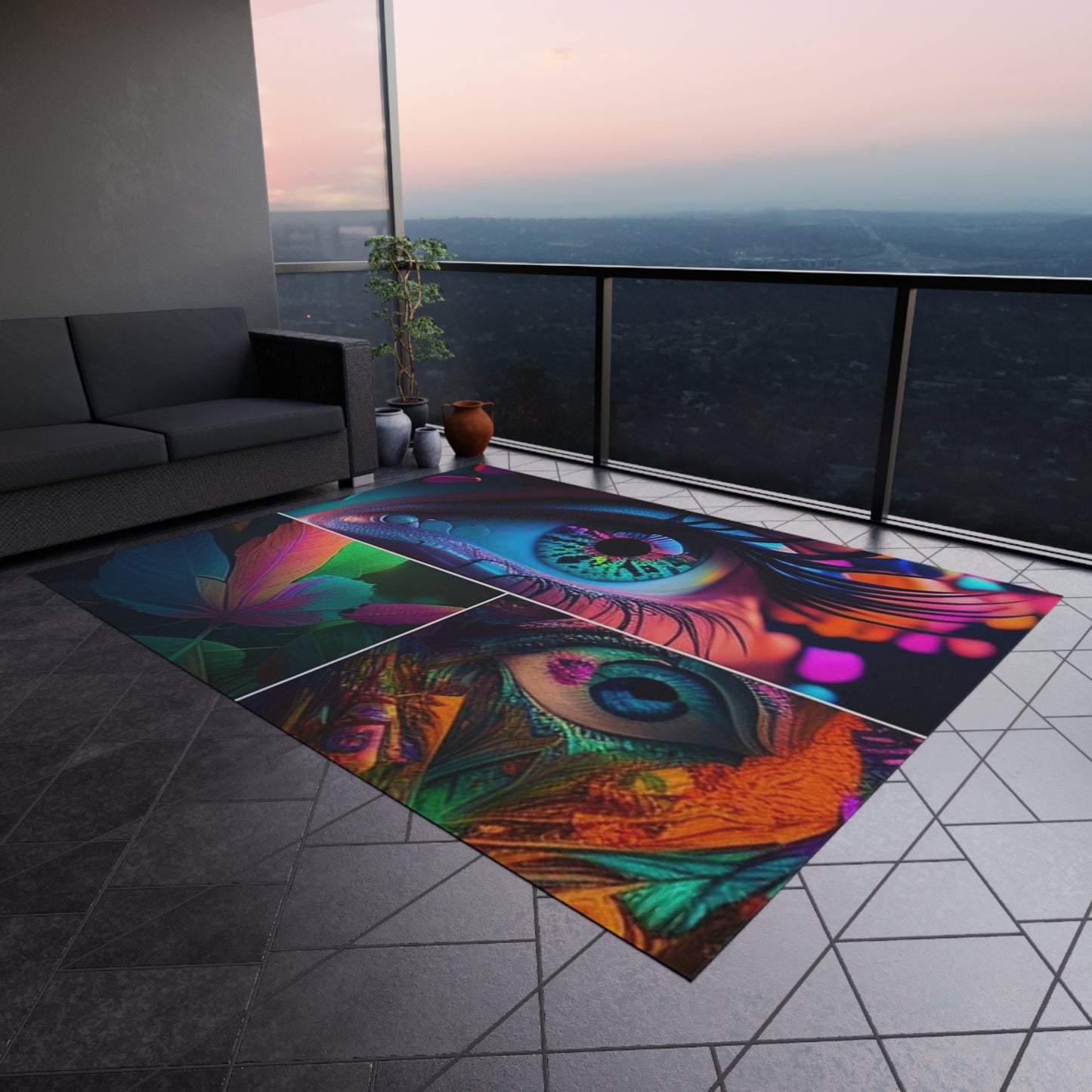 Outdoor Rug  Neon Florescent Glow 3