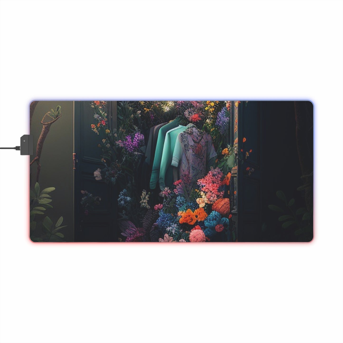 LED Gaming Mouse Pad A Wardrobe Surrounded by Flowers 1