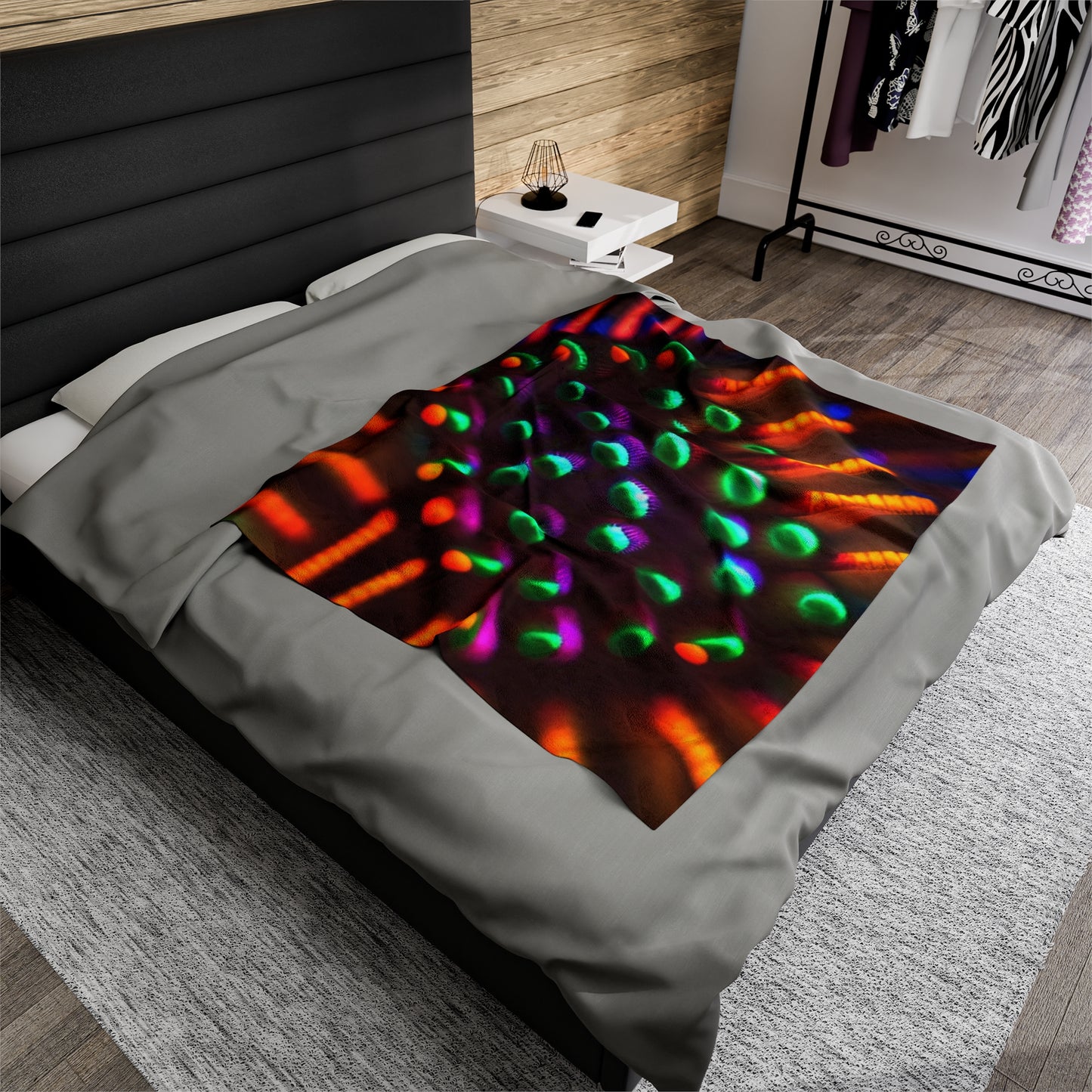 Velveteen Plush Blanket Macro Cactus neon square 3