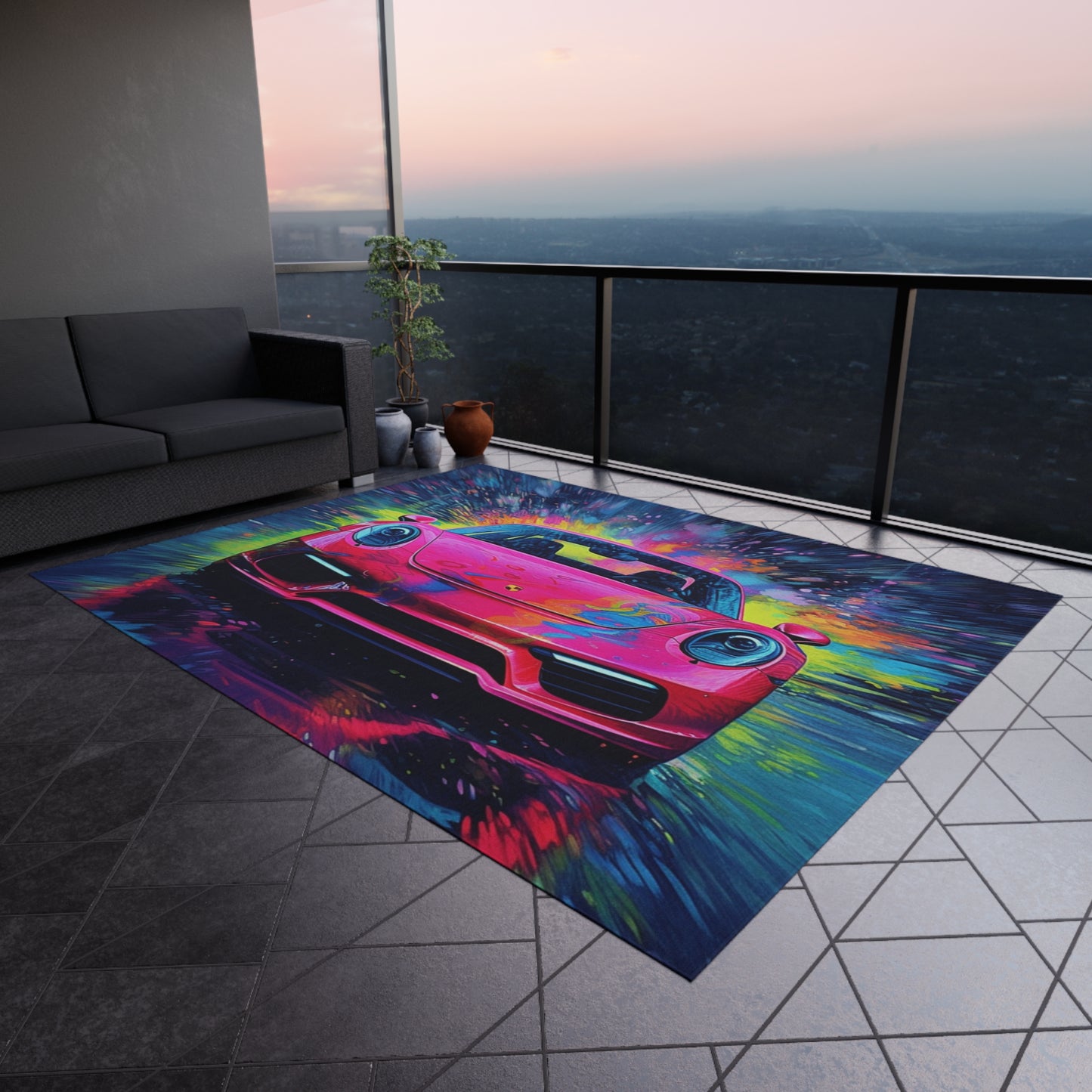 Outdoor Rug  Pink Porsche water fusion 3