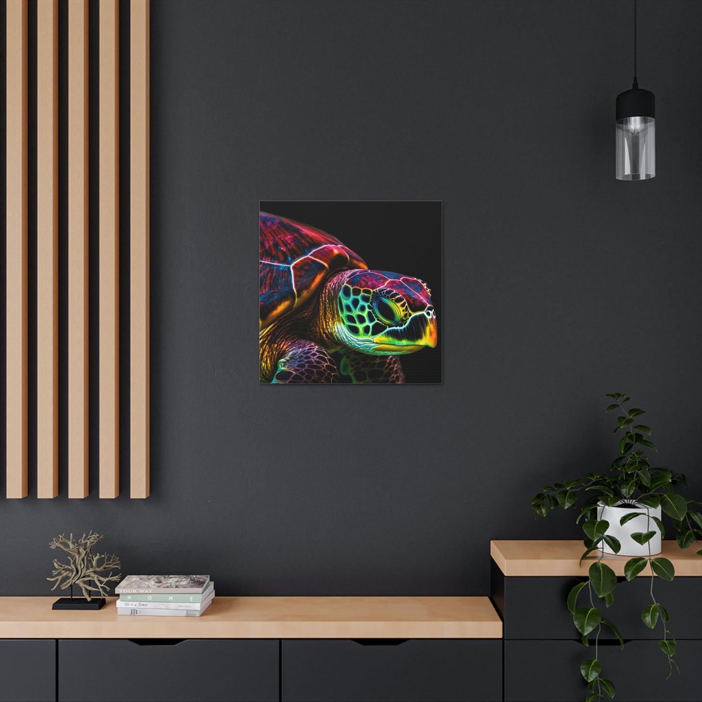 Canvas Gallery Wraps Neon Sea Turtle 3