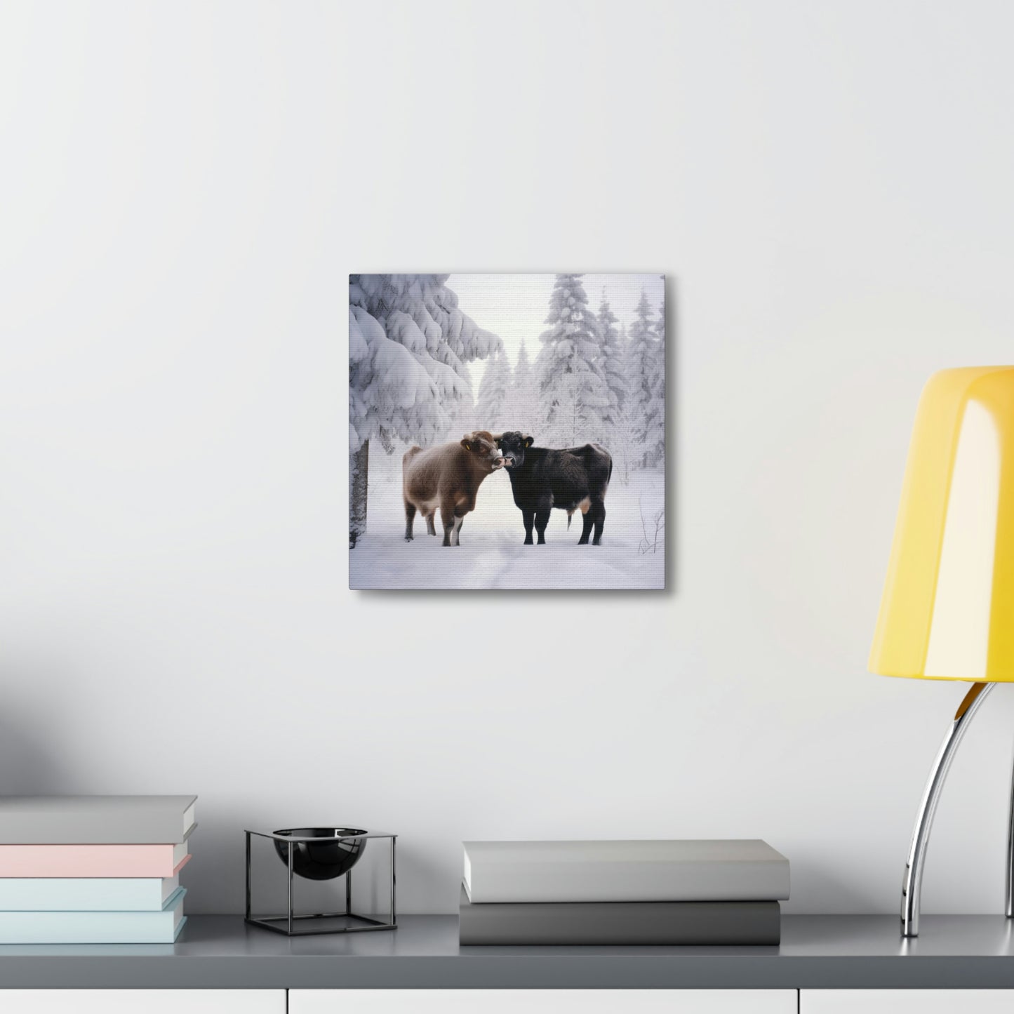 Canvas Gallery Wraps Long Haired Cow snow 3