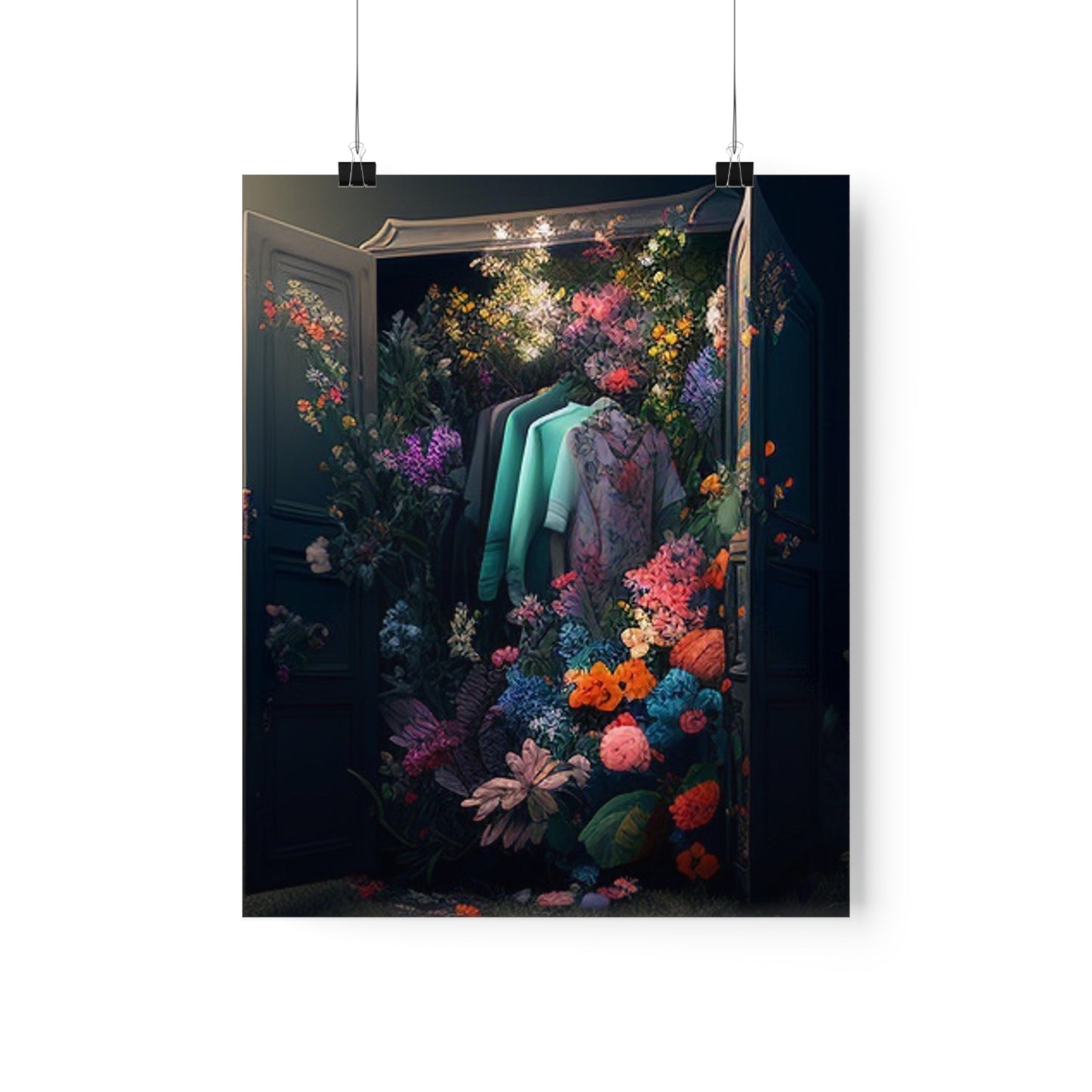 Premium Matte Vertical Posters A Wardrobe Surrounded by Flowers 1