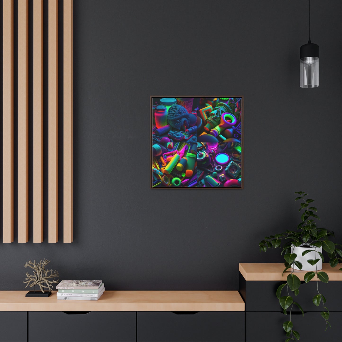 Gallery Canvas Wraps, Square Frame Neon Glow