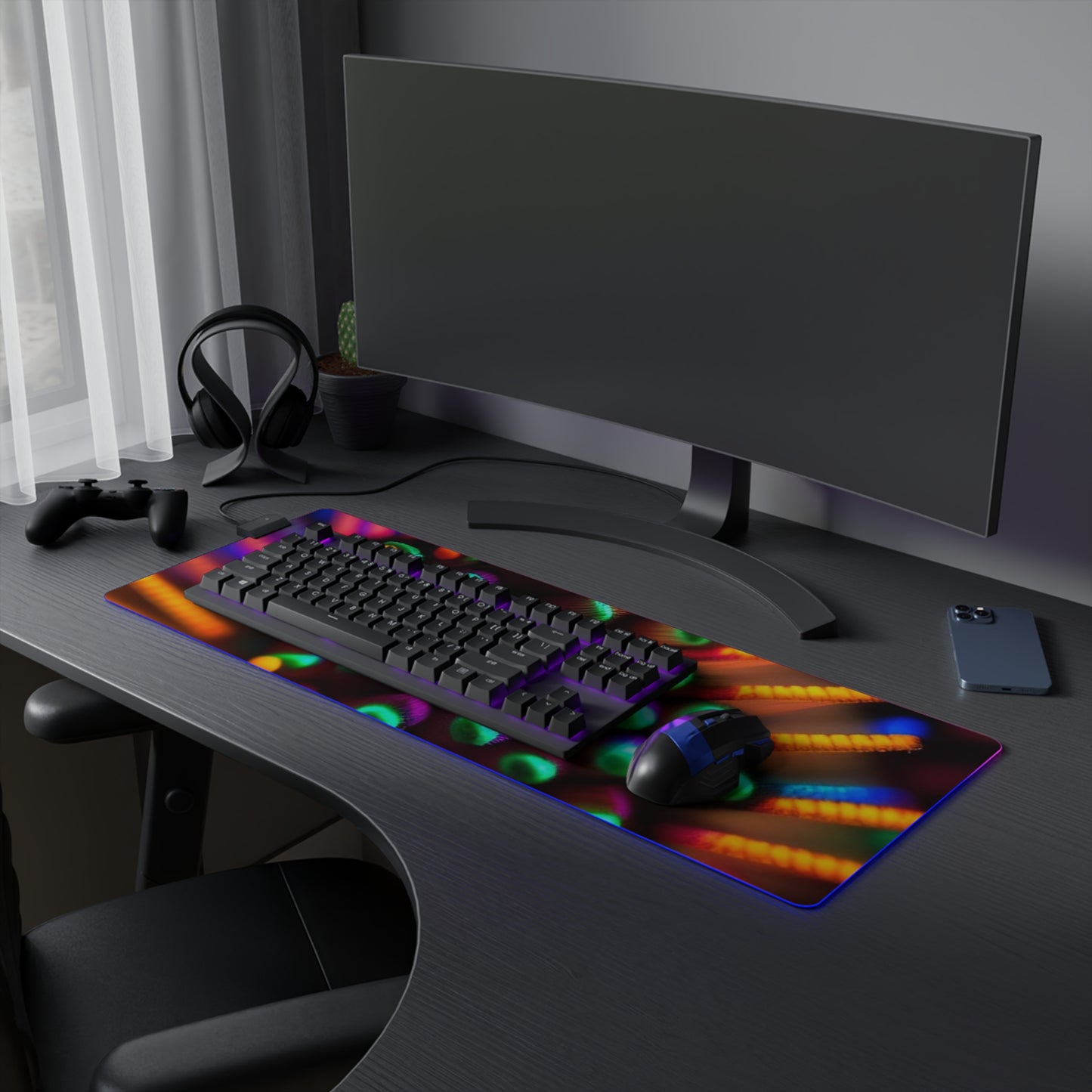 LED Gaming Mouse Pad Macro Cactus neon square 3