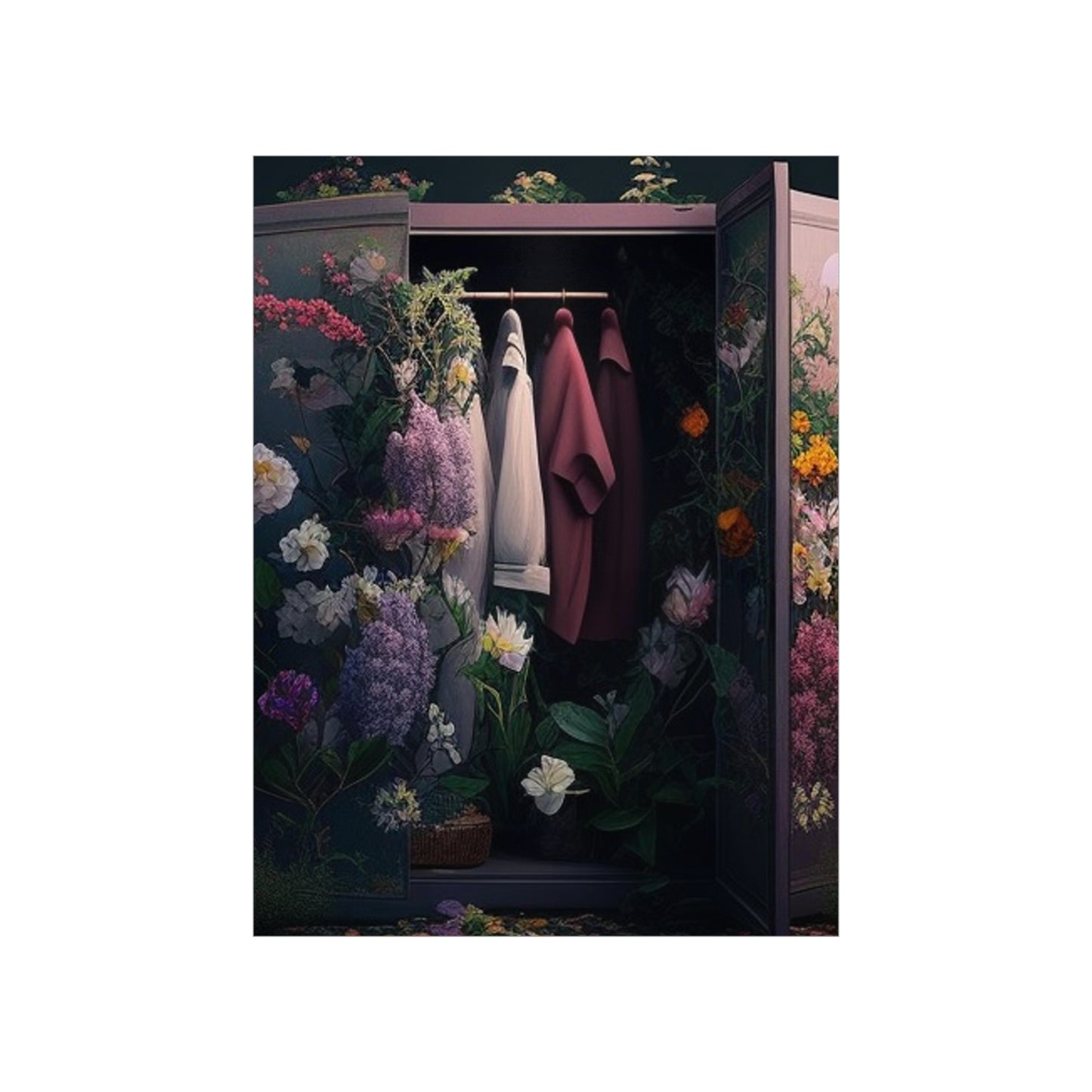 Premium Matte Vertical Posters A Wardrobe Surrounded by Flowers 2