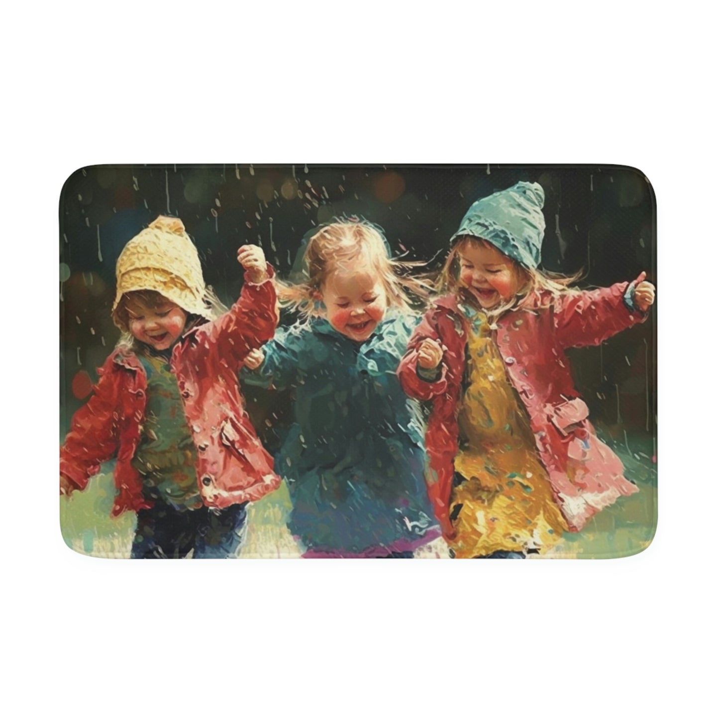 Memory Foam Bath Mat kids dancing rain 5