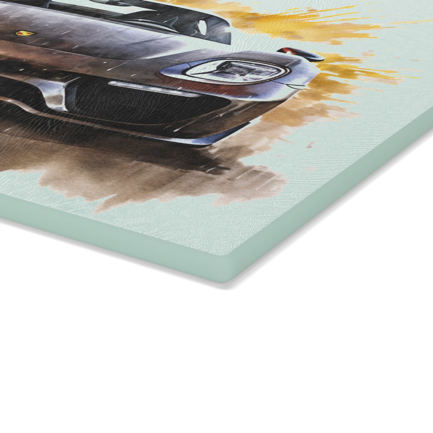 Glass Cutting Board 918 Spyder white background driving fast with water splashing 1