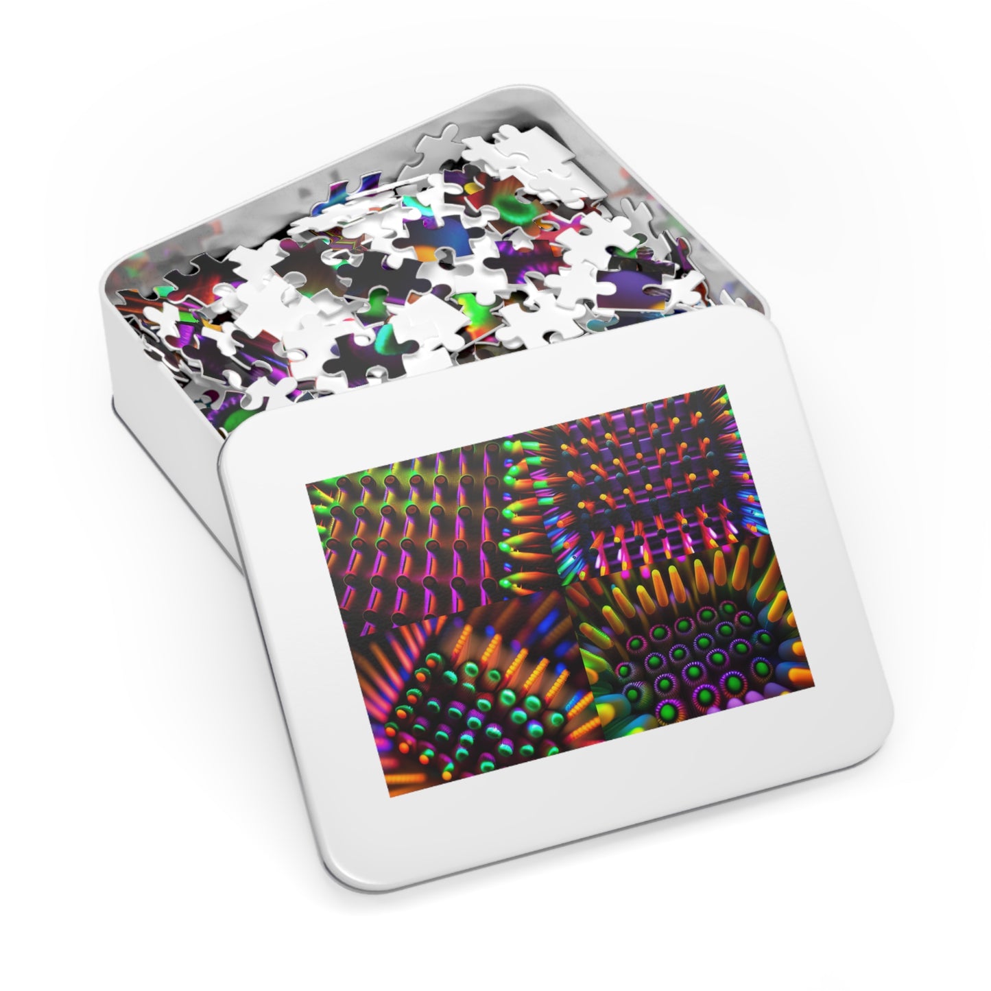 Jigsaw Puzzle (30, 110, 252, 500,1000-Piece) Macro Cactus neon square