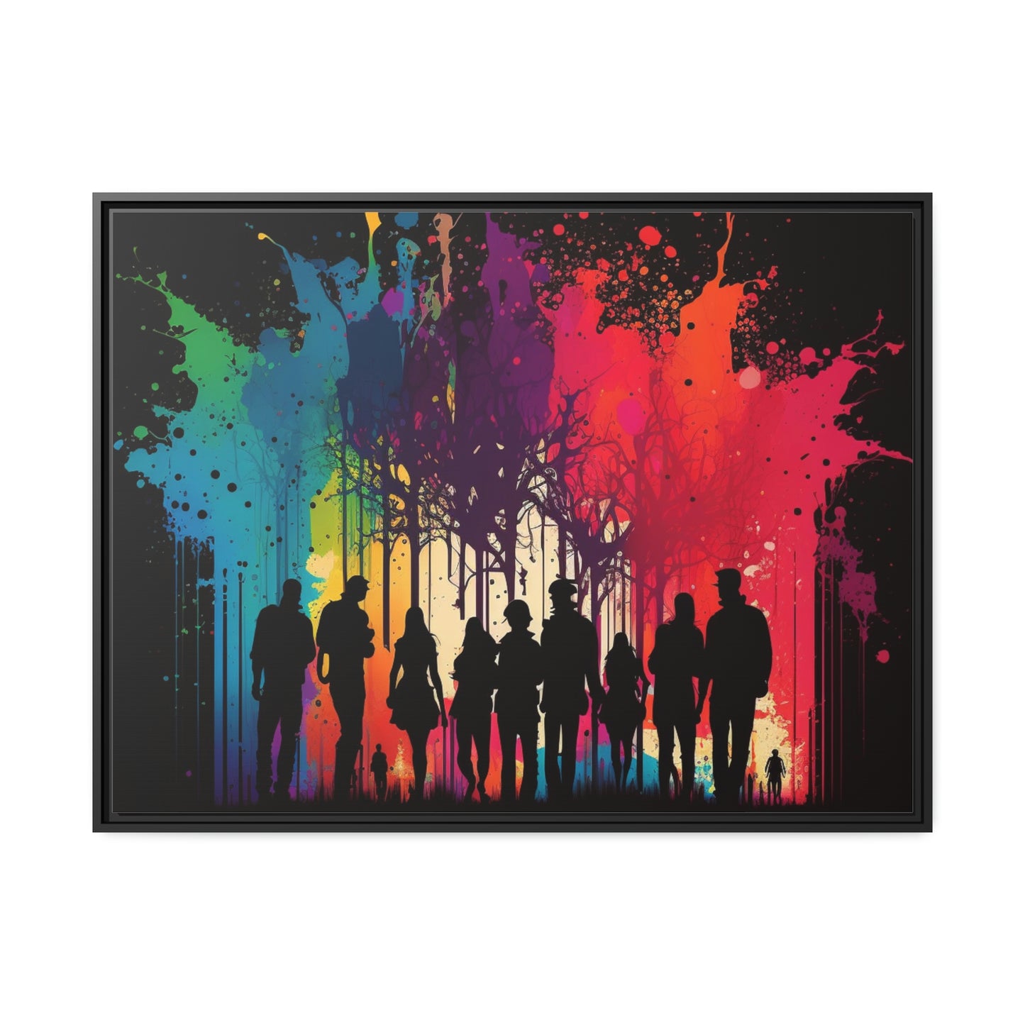 Matte Canvas, Black Frame Silhouettes Color Party 2