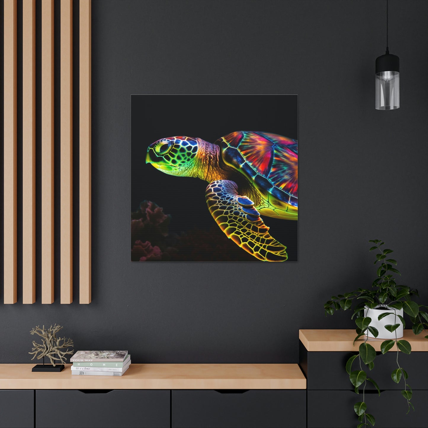 Canvas Gallery Wraps Neon Sea Turtle 4