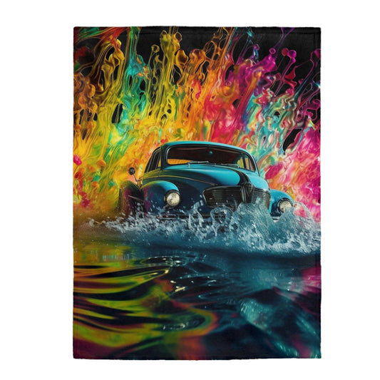 Velveteen Plush Blanket Hotrod Water 1