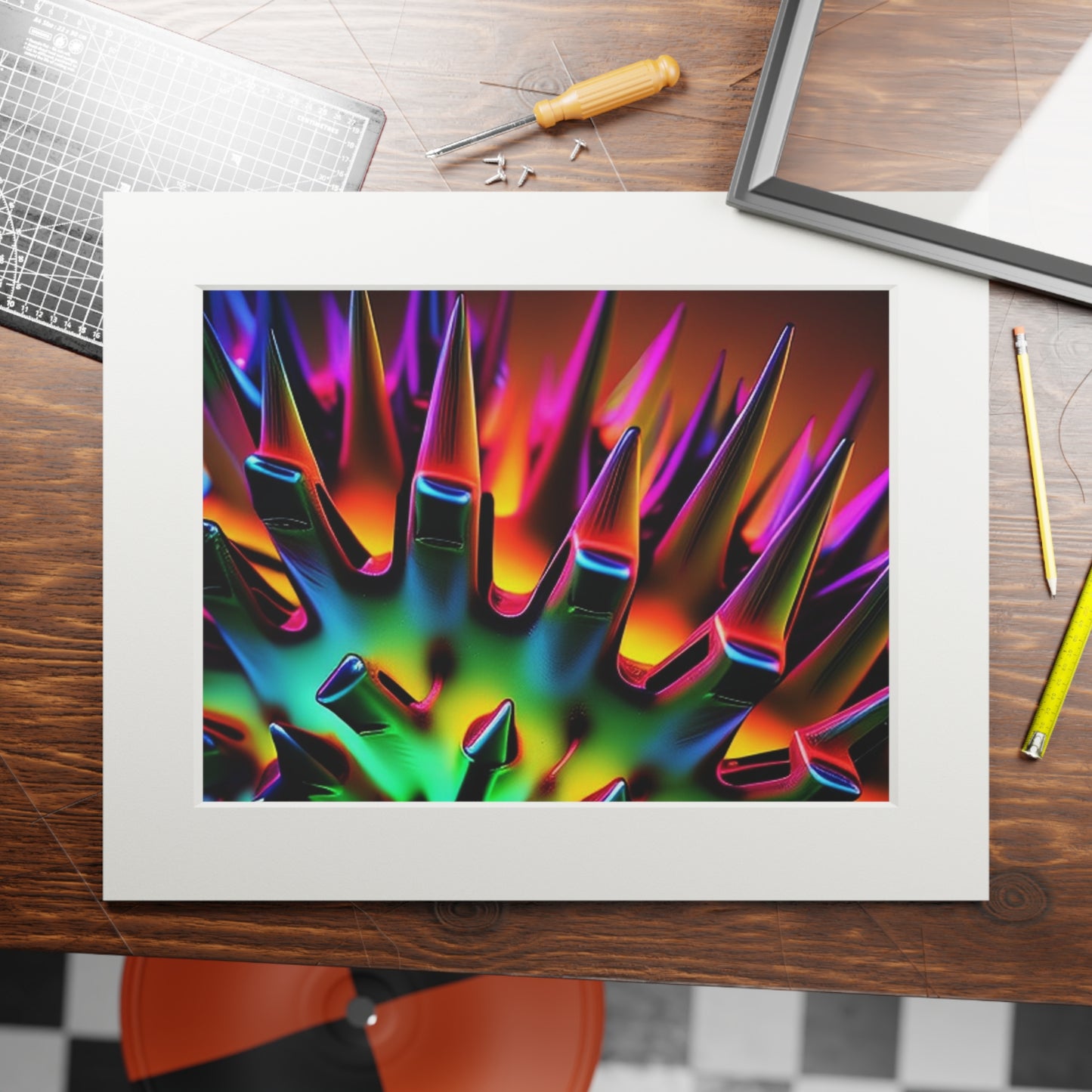 Fine Art Prints (Passepartout Paper Frame) Macro Neon Spike 2