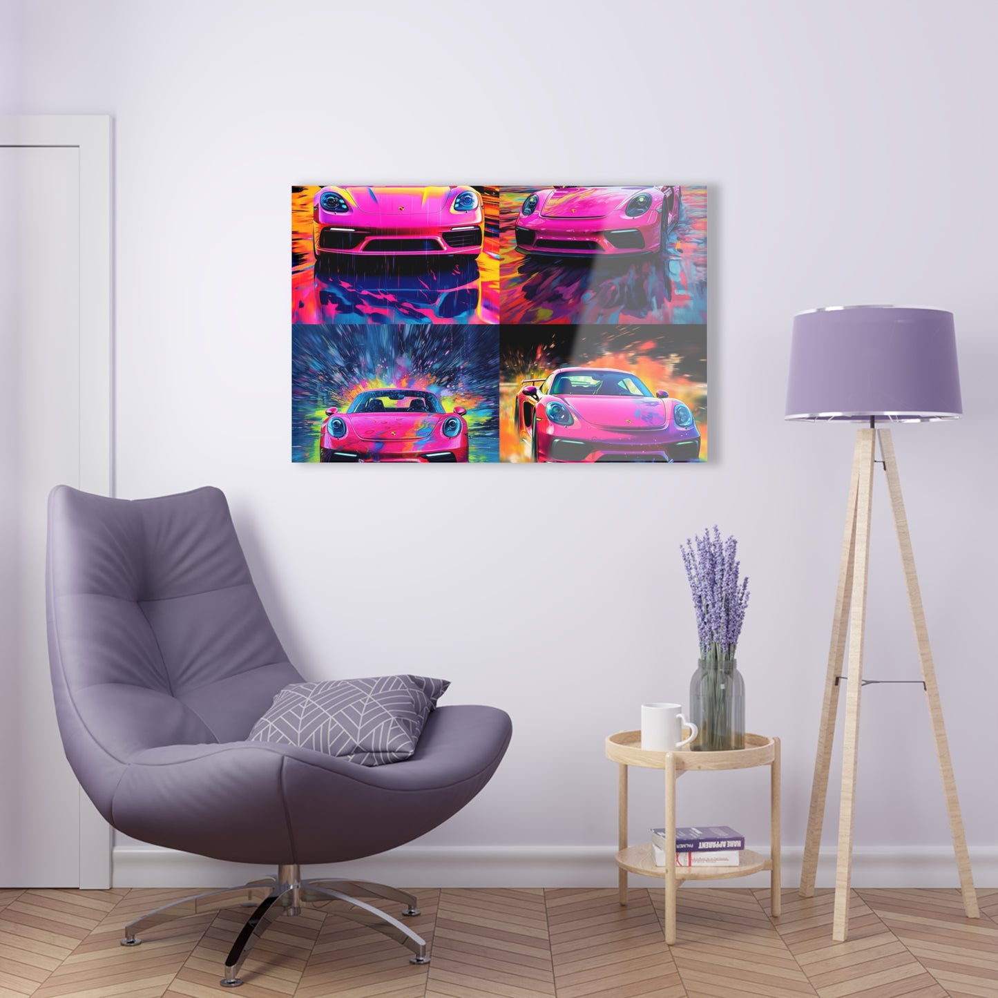 Acrylic Prints Pink Porsche water fusion 5