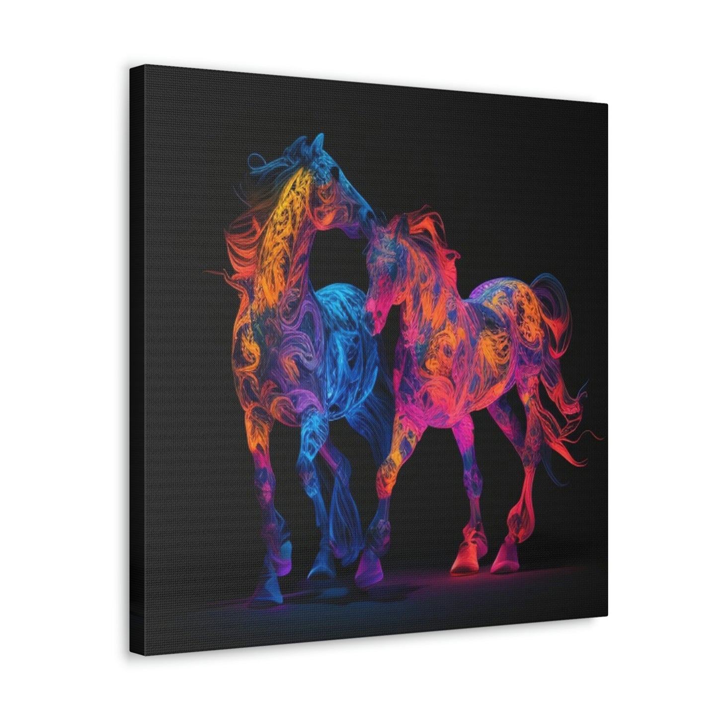 Canvas Gallery Wraps Two Neon Horses 1